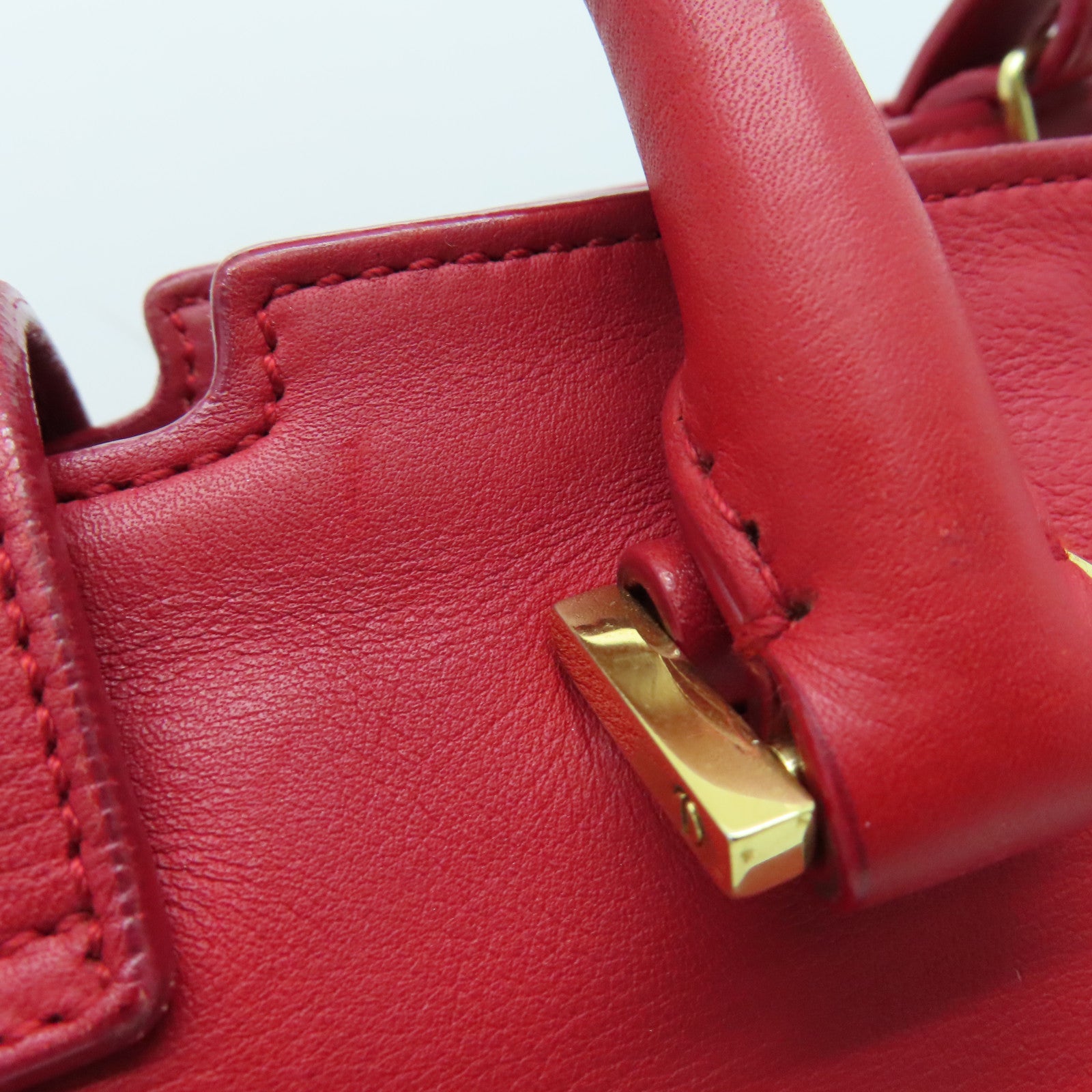 SAINT LAURENT 牛皮皮革2 Way Shoulder金扣手挽肩背兩用袋紅色