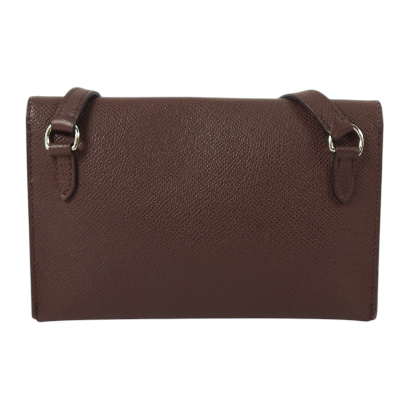 HERMES Epsom Hermesnap Wallet銀扣肩背袋Rouge Sellier