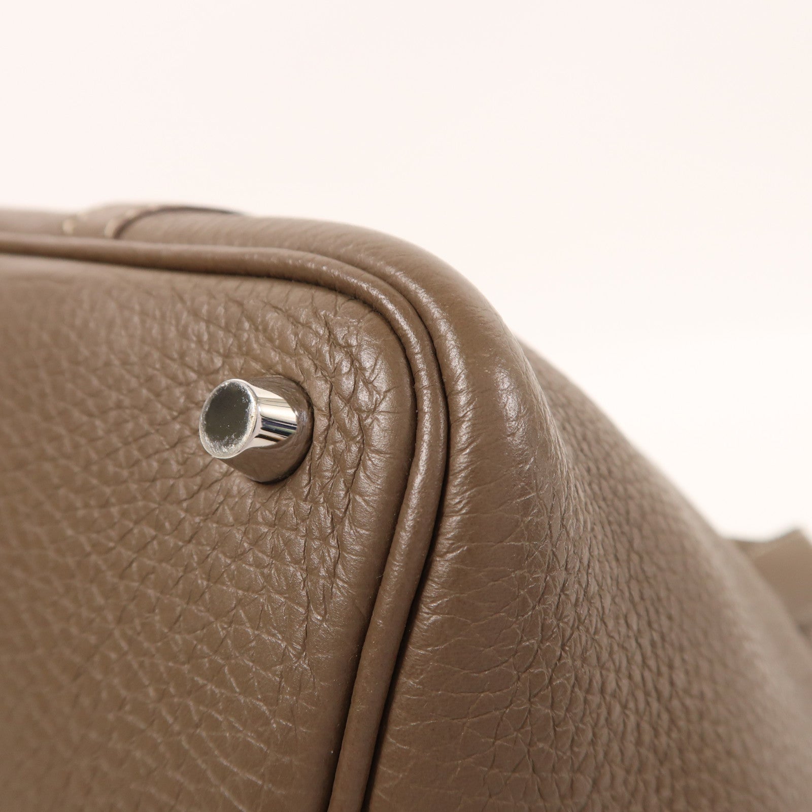 HERMES Picotin PM Tote Bag Taurillon Clemence Leather Etoupe