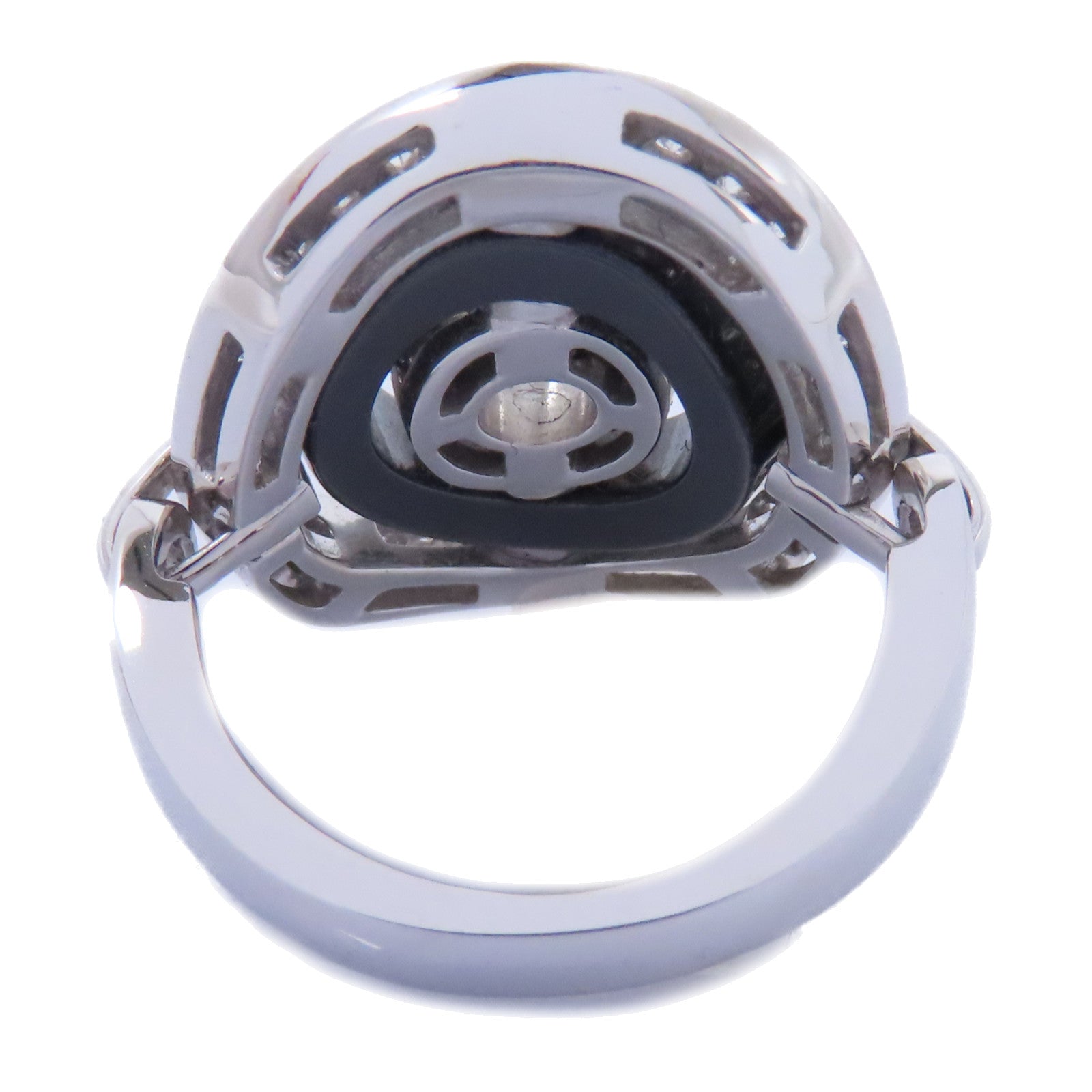 BVLGARI 18K白金Astrale Cerchi Ring鑽石/陶瓷戒指US#5.5