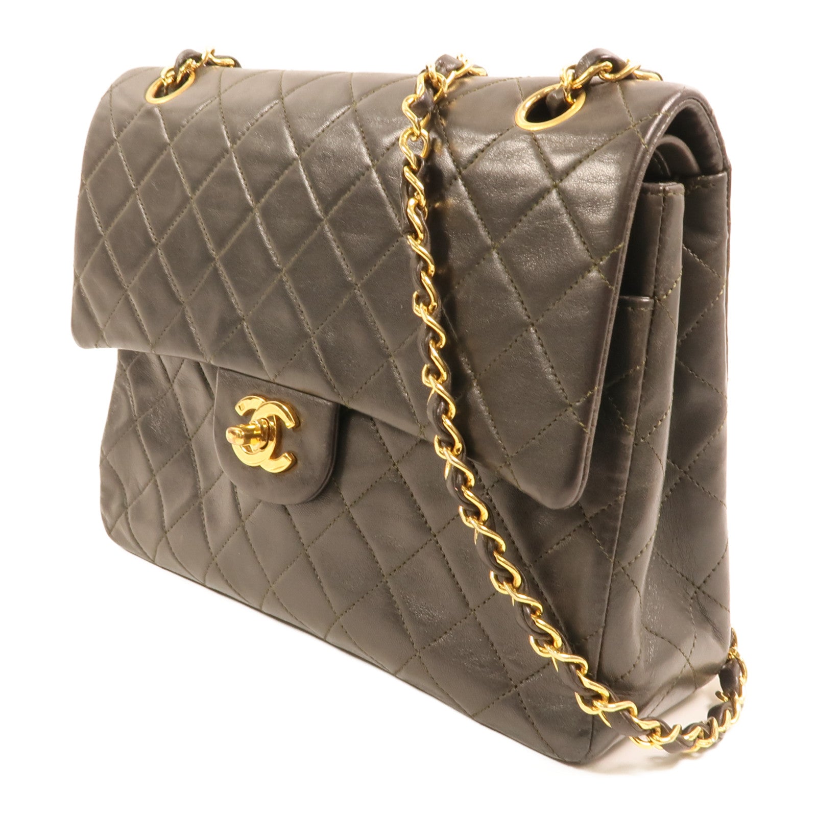 CHANEL 羊皮皮革Vintage Classic Flap Bag金扣鏈帶肩背袋
