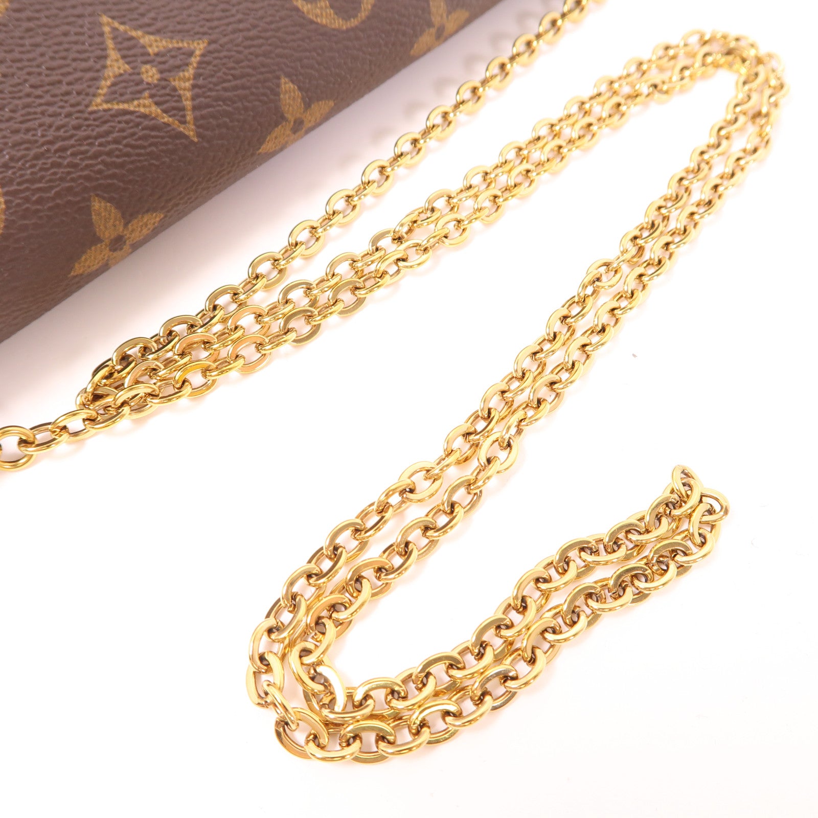 LOUIS VUITTON LV GHW Pochette Felicie Chain Shoulder Bag M61276 Monogram Brown