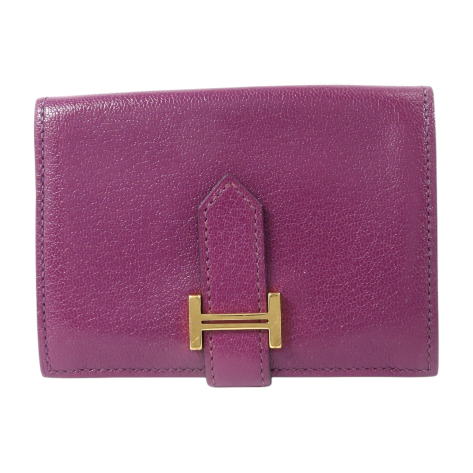 HERMES Chevre皮革Bearn Card Case金扣卡片套Anemone