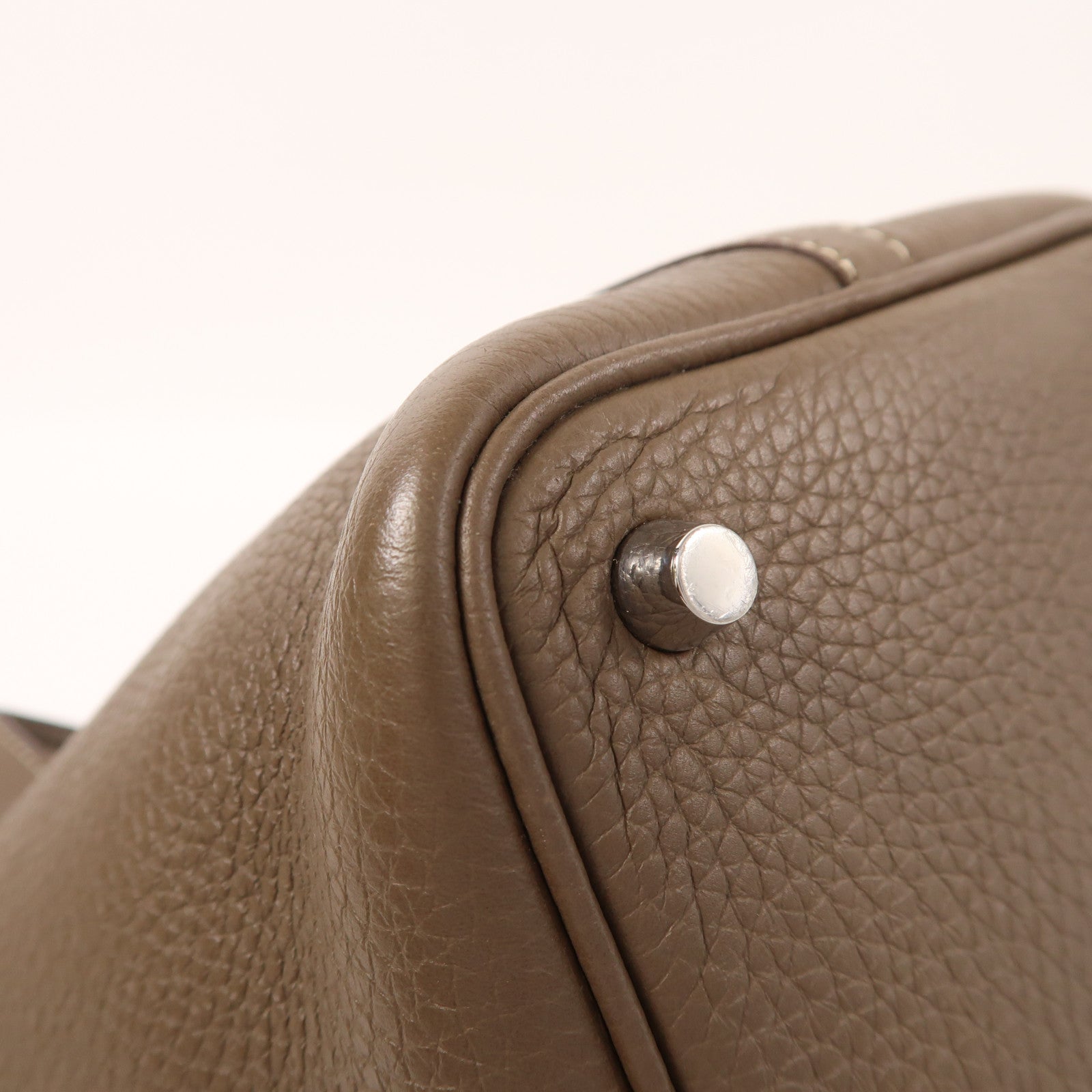 HERMES Picotin PM Tote Bag Taurillon Clemence Leather Etoupe