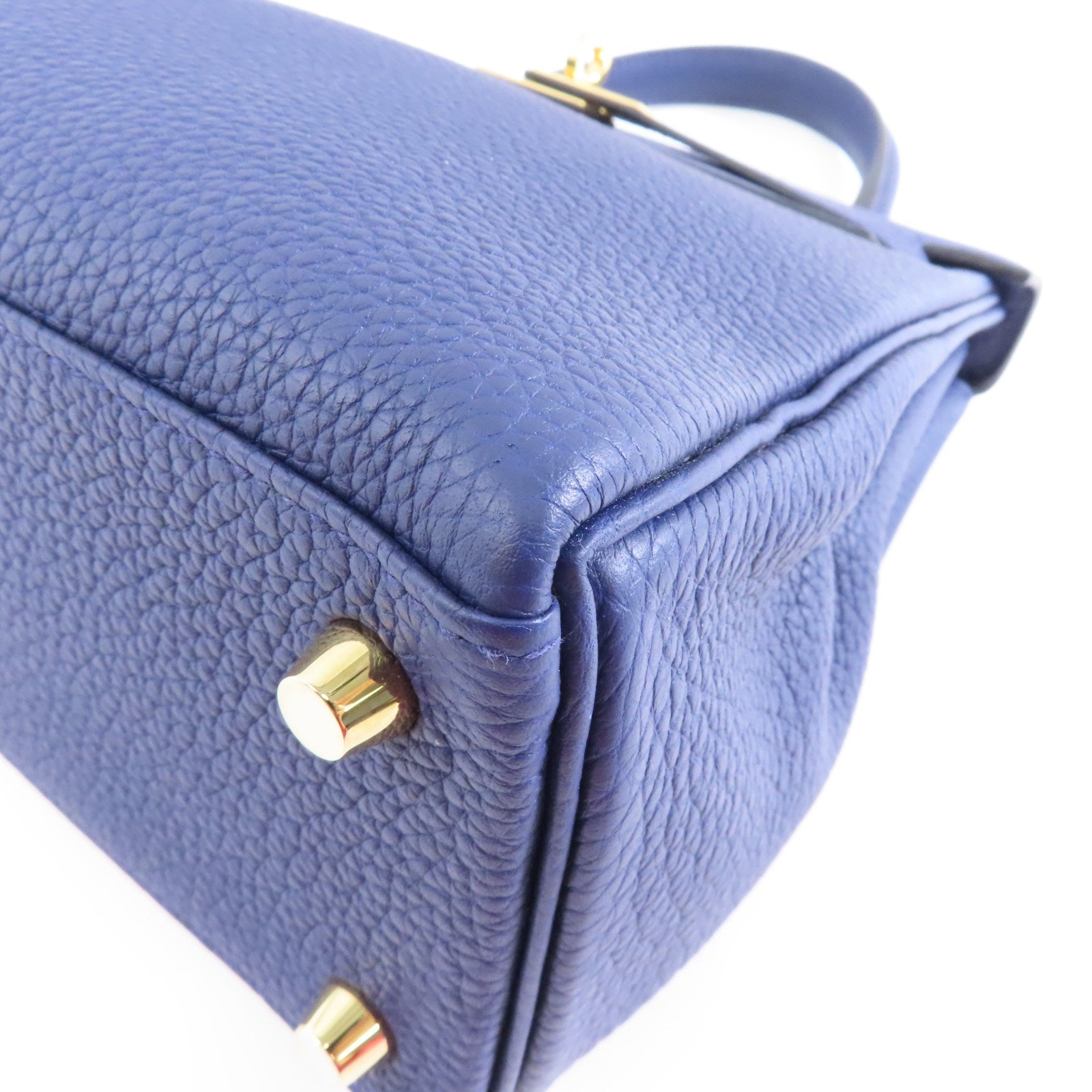 HERMES 【激減優惠】Togo皮革Kelly 25金扣手挽肩背兩用袋Bleu Saphir/藍色