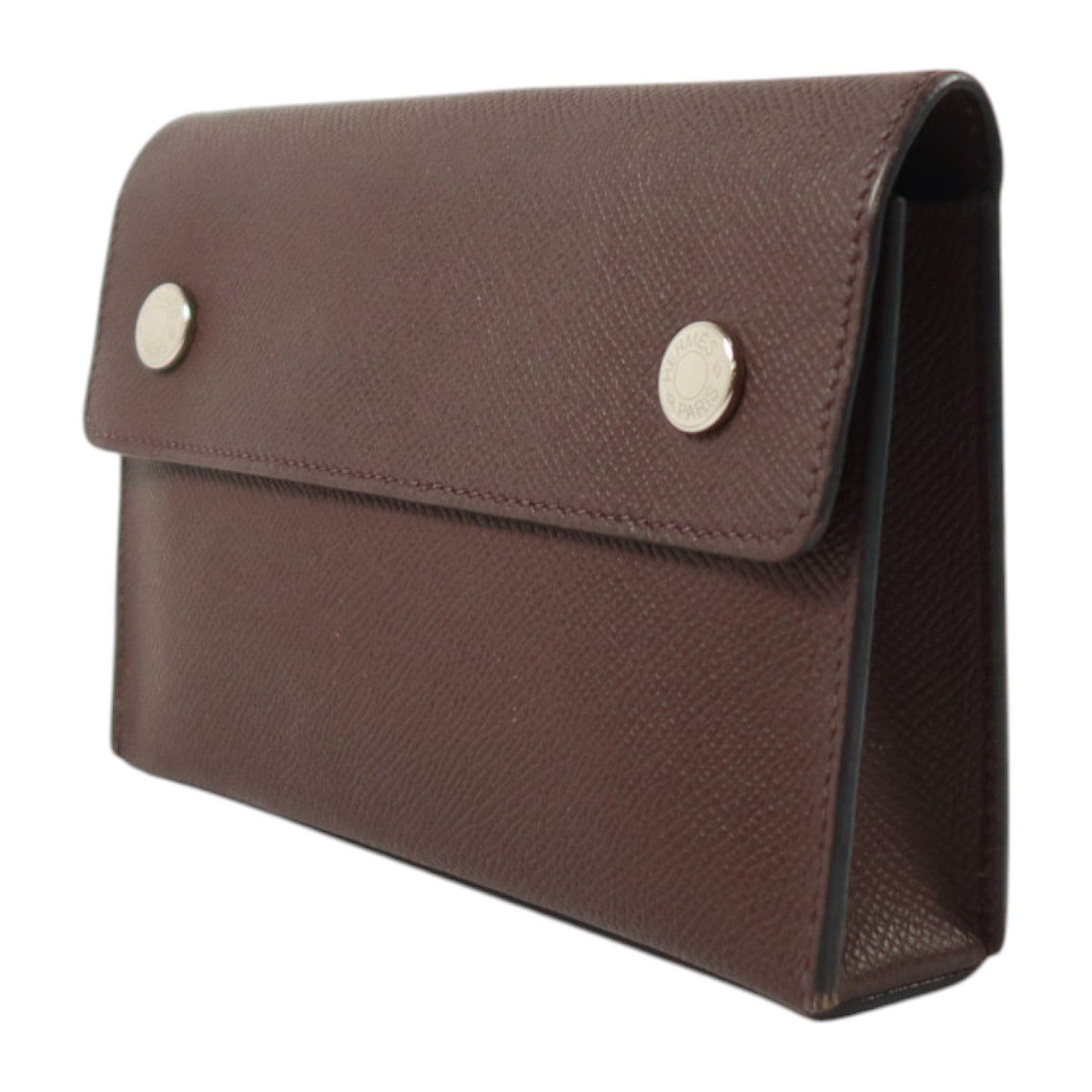 HERMES Epsom Hermesnap Wallet銀扣肩背袋Rouge Sellier