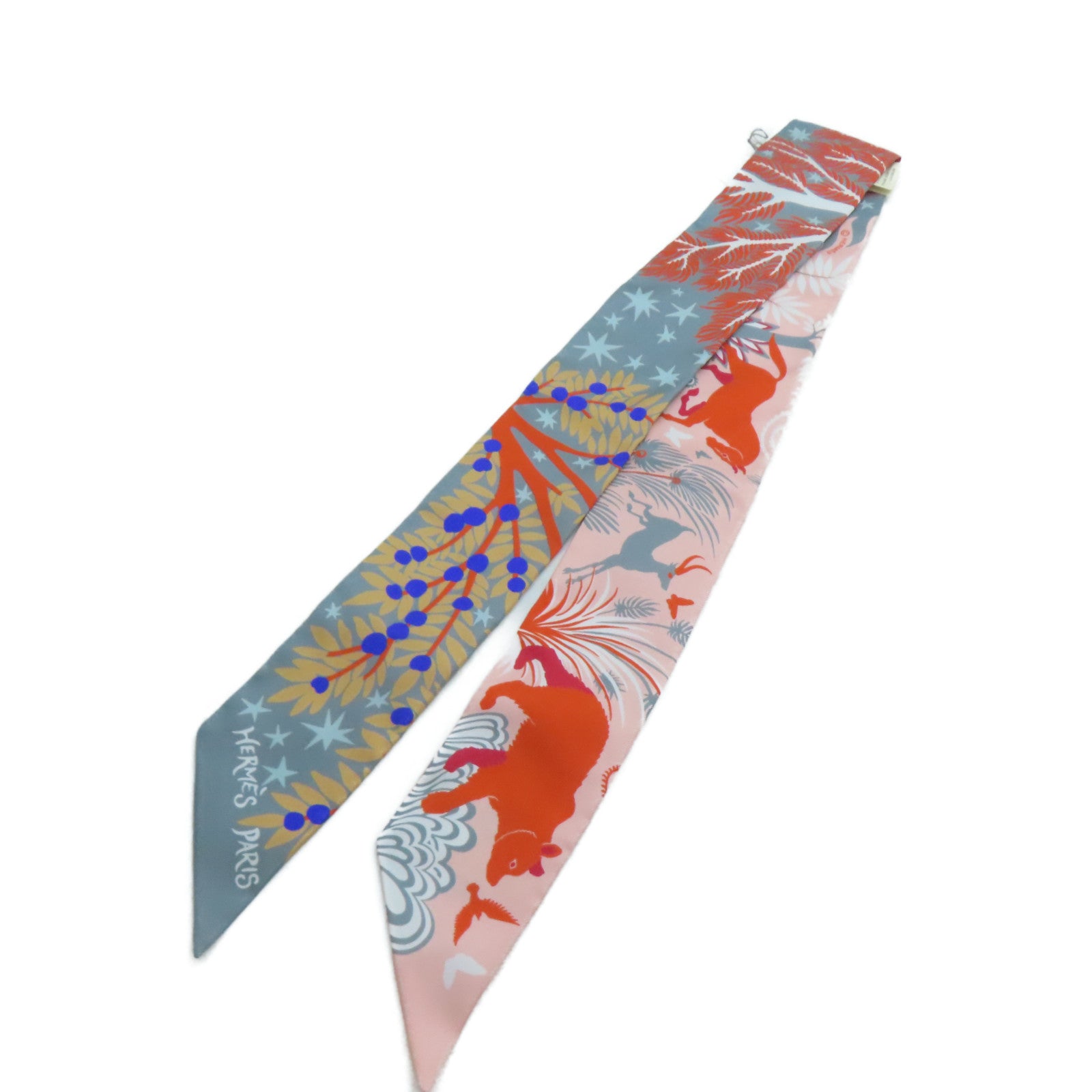 HERMES 【激減優惠】絲質Twilly絲巾粉紅色