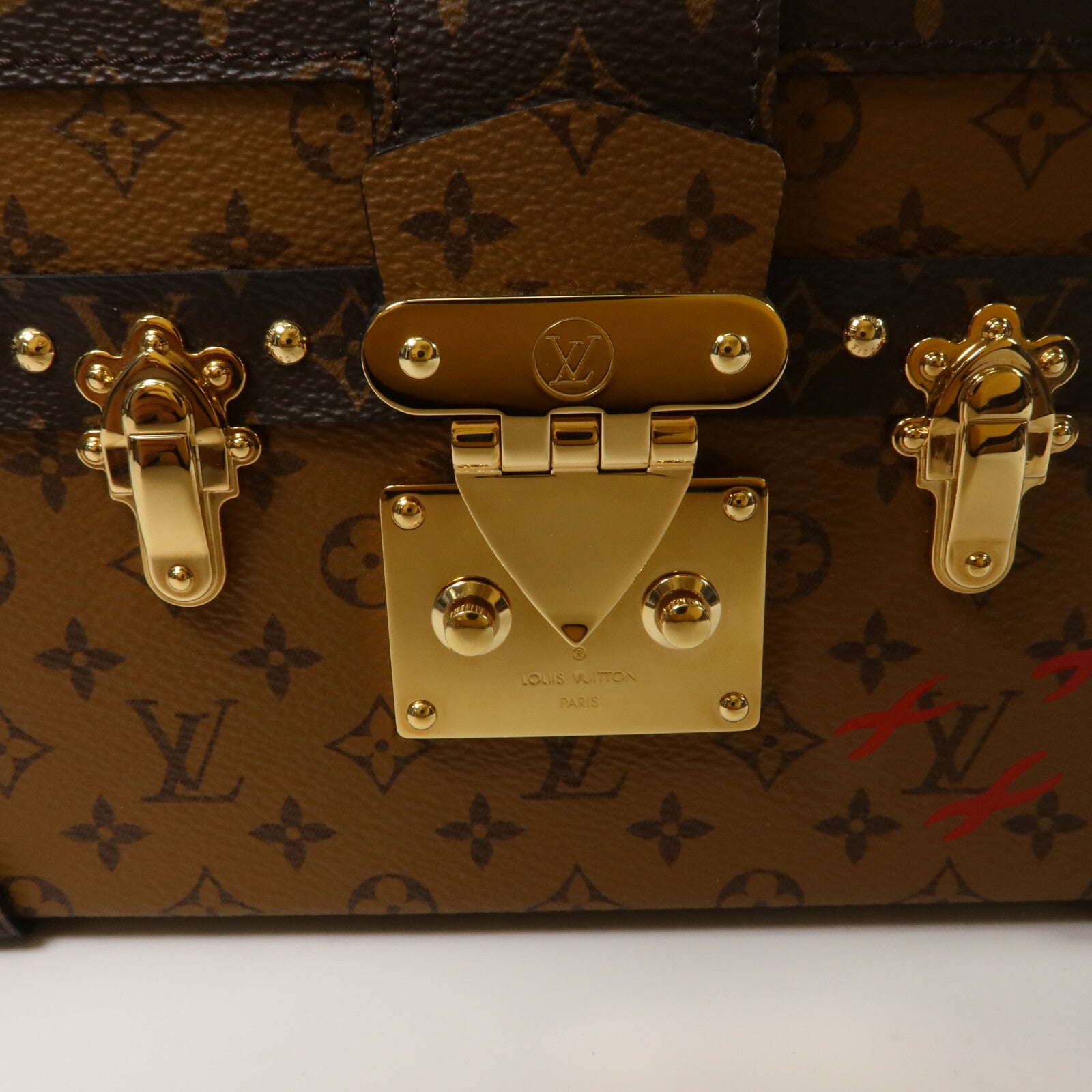 LOUIS VUITTON Monogram Reverse Petite Malle金扣肩背袋