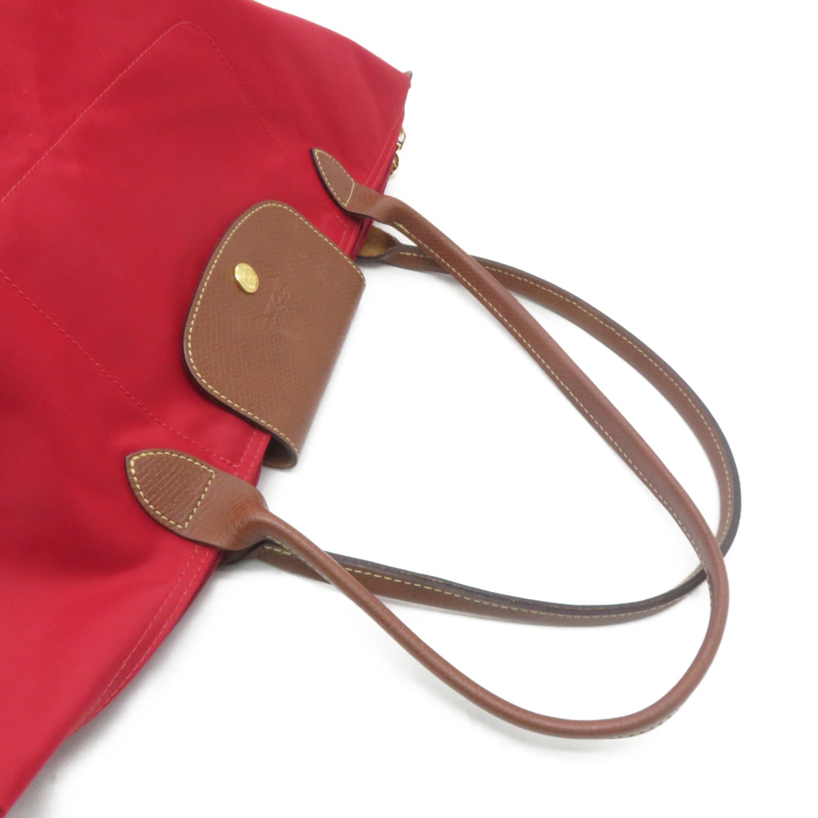 Longchamp 【激減優惠】尼龍/皮革Shoulder Bag金扣肩背袋紅色
