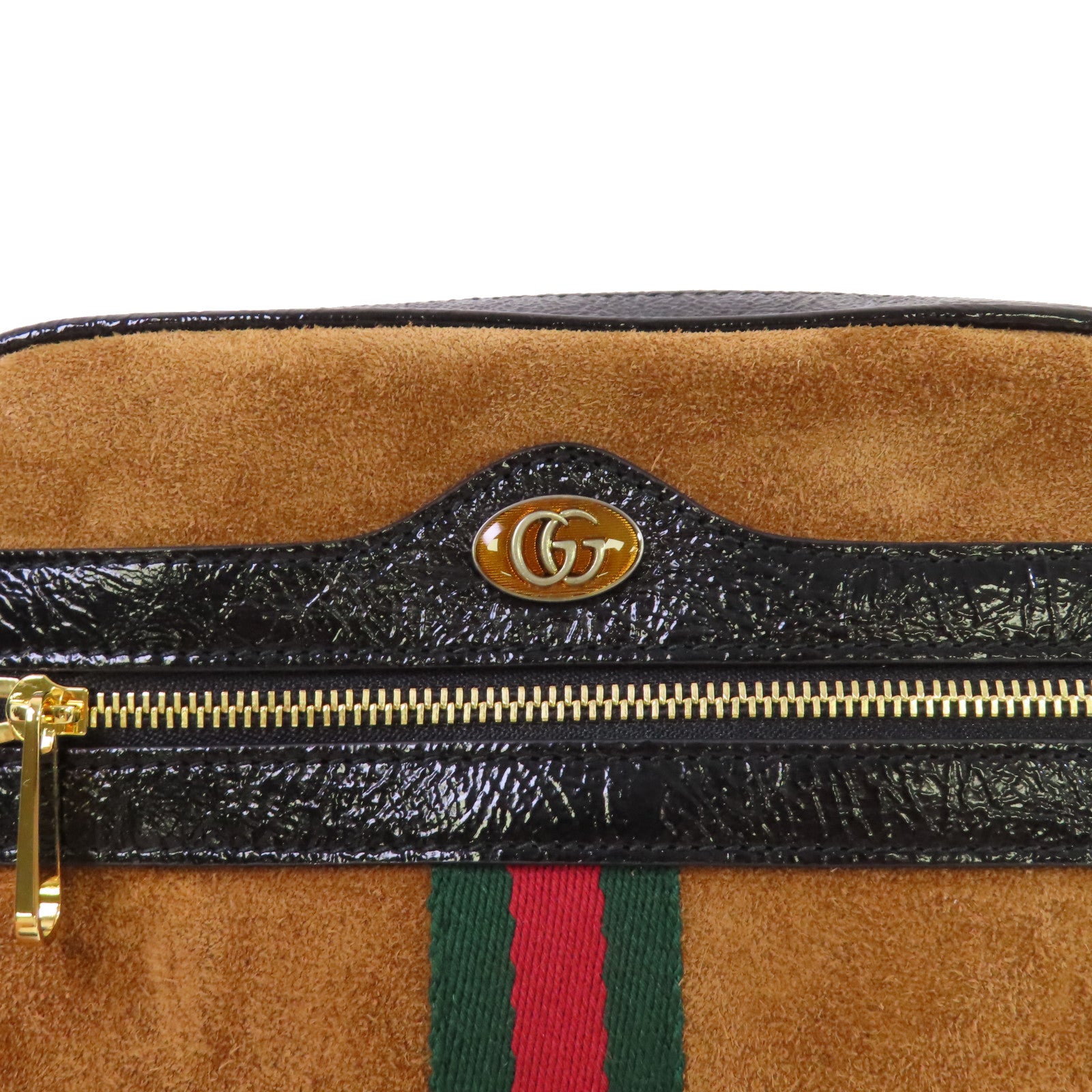 GUCCI 【激減優惠】麂皮皮革Sherry Ophidia Shoulder Bag 金扣肩背袋啡色/黑色