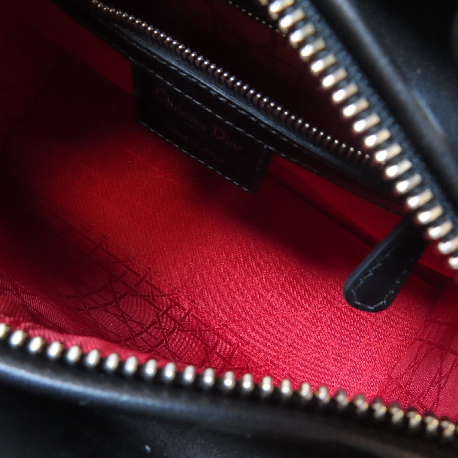 Dior 牛皮皮革Lady Dior Medium 2 Way Bag銀扣手挽肩背兩用袋黑色