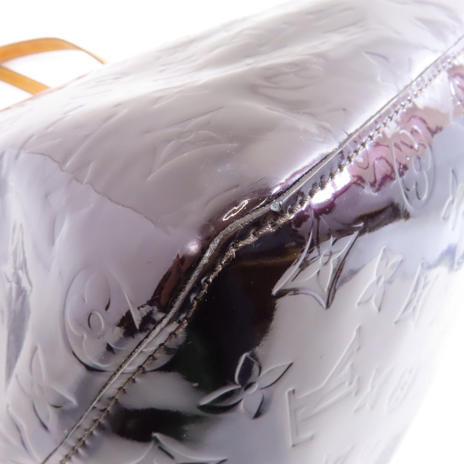 LOUIS VUITTON Vernis Bellevue GM金扣手挽袋酒紅色
