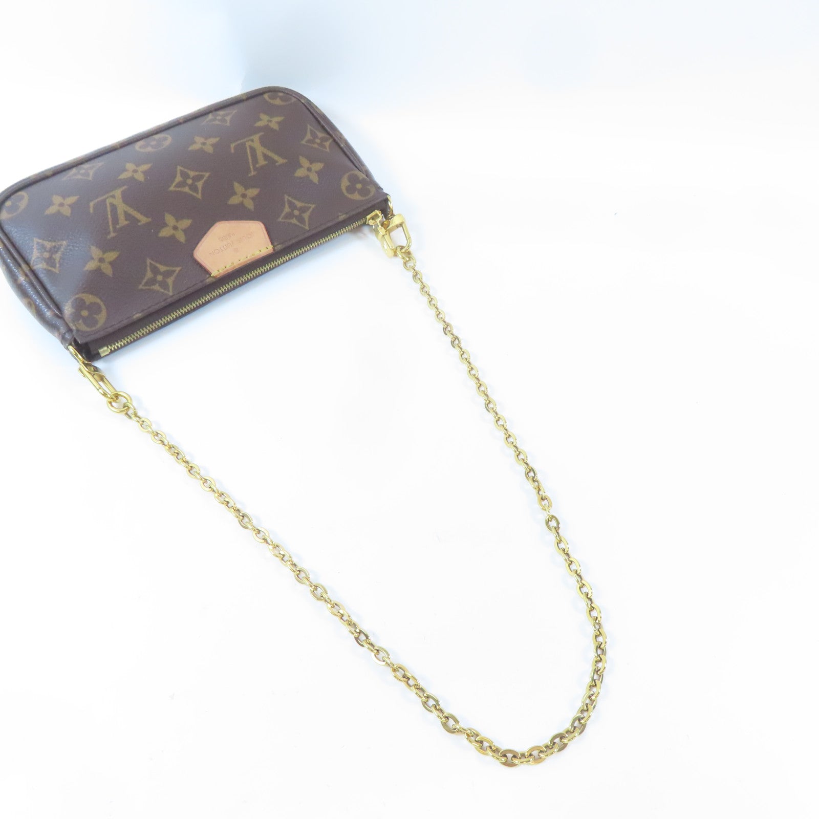 LOUIS VUITTON Monogram Multi Pochette Accessoires金扣手挽肩背兩用袋啡色