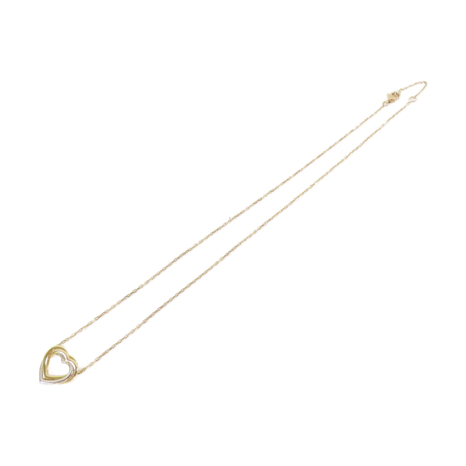 CARTIER 18K白金/18K黃金Trinity Heart Necklace項鍊#42cm