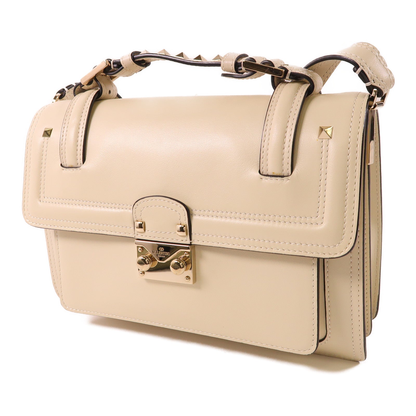 Valentino 【激減優惠】牛皮皮革Shoulder Bag金扣手挽肩背兩用袋