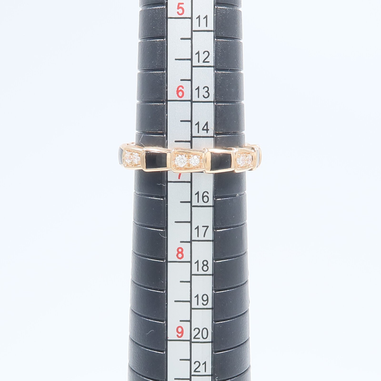 BVLGARI 18K玫瑰金Serpenti Viper縞瑪瑙戒指