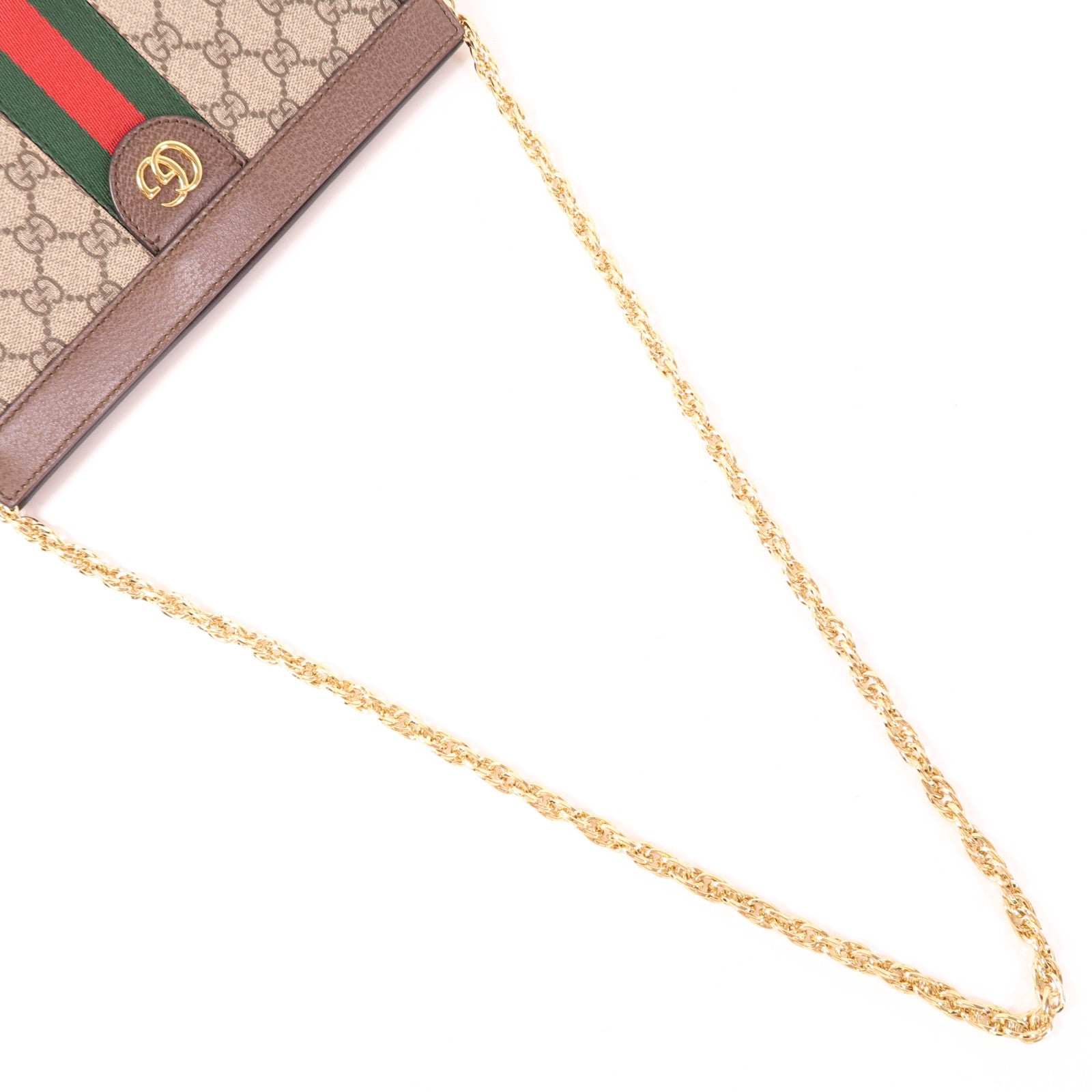 GUCCI 塗層帆布GG Supreme Ophidia金扣鏈帶肩背袋