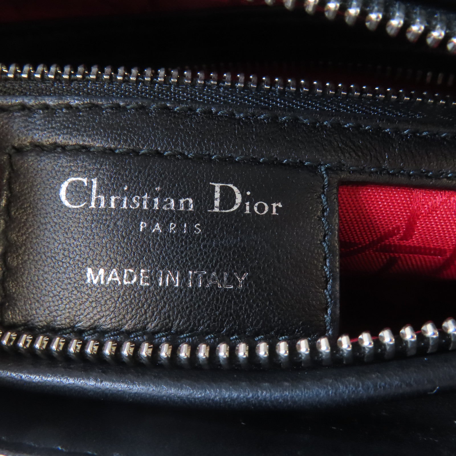 Dior 牛皮皮革Lady Dior Medium 2 Way Bag銀扣手挽肩背兩用袋黑色