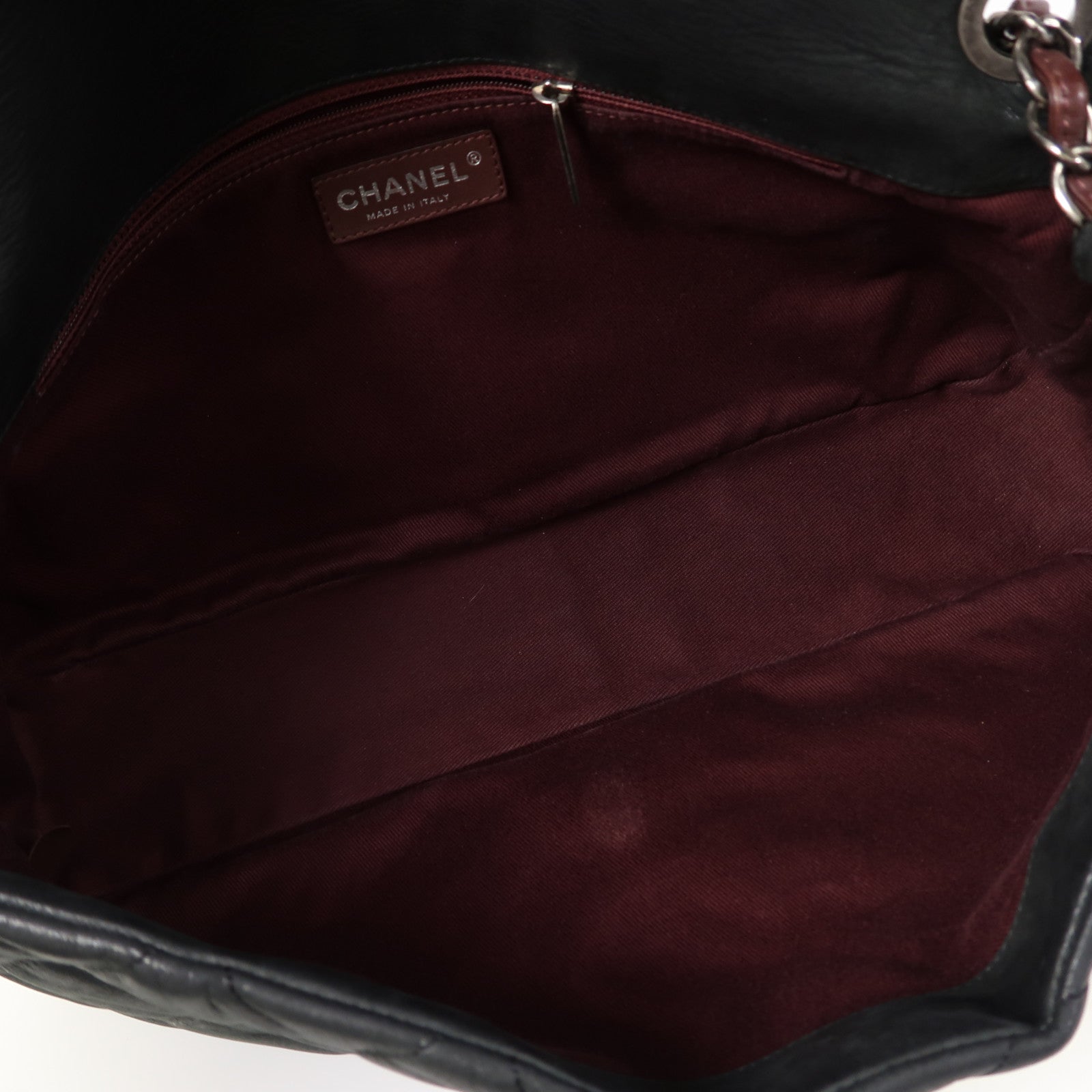 CHANEL 菱格牛皮皮革2 Way Shoulder Bag銀扣手挽肩背兩用袋黑色/灰色