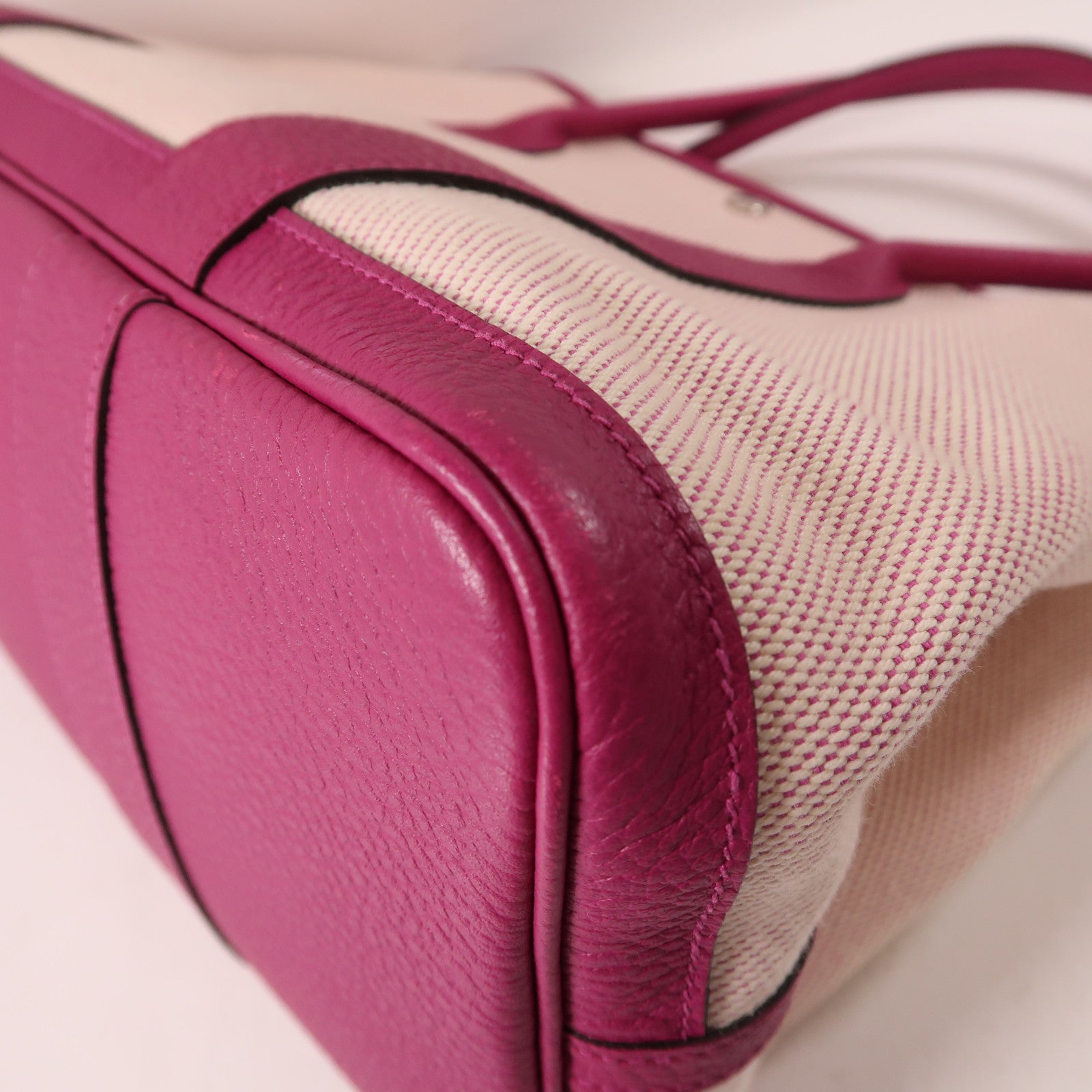 HERMES 帆布GardenParty PM銀扣手挽袋Rose Pourpre玫瑰紫色