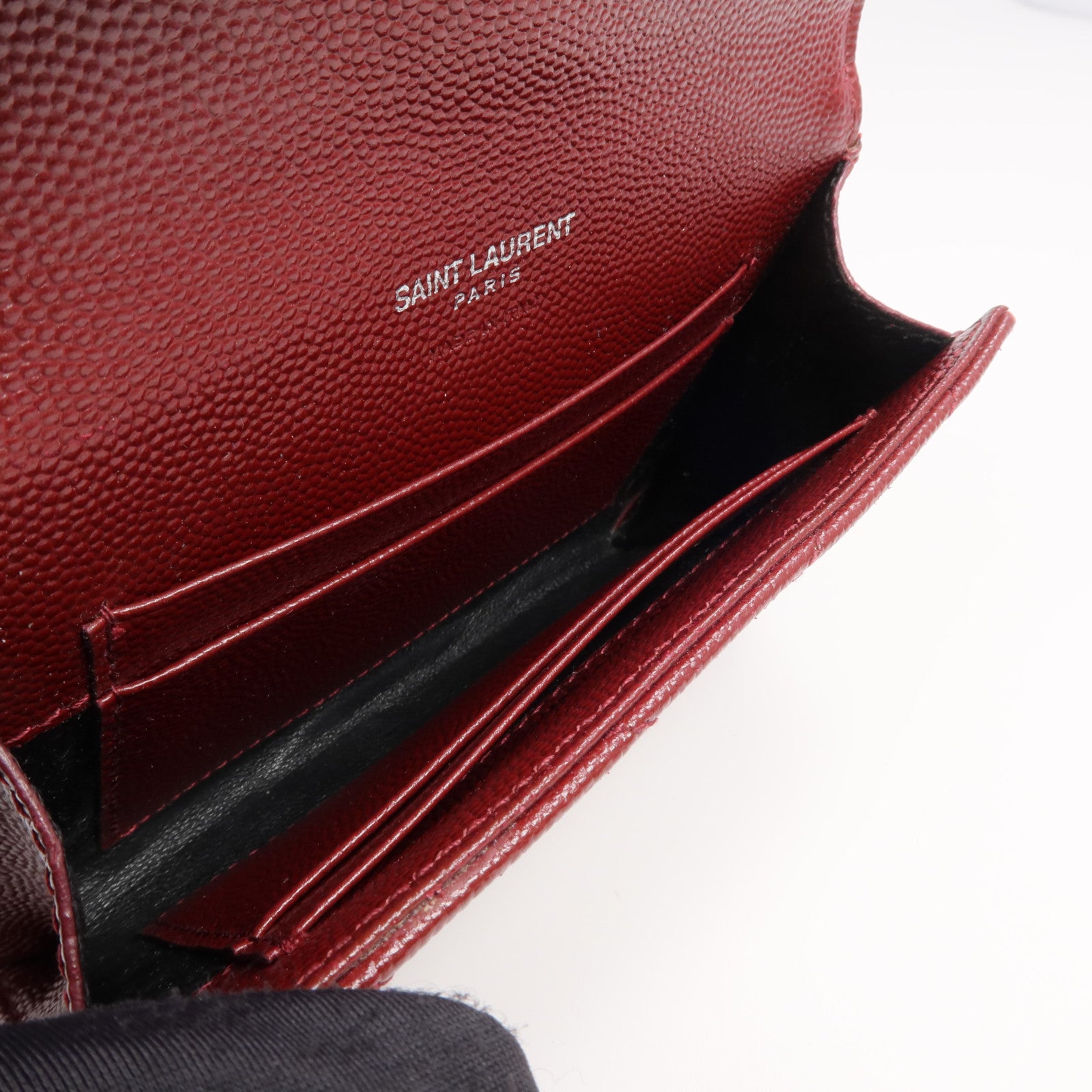 SAINT LAURENT 牛皮皮革Small Envelope Wallet銀扣錢包