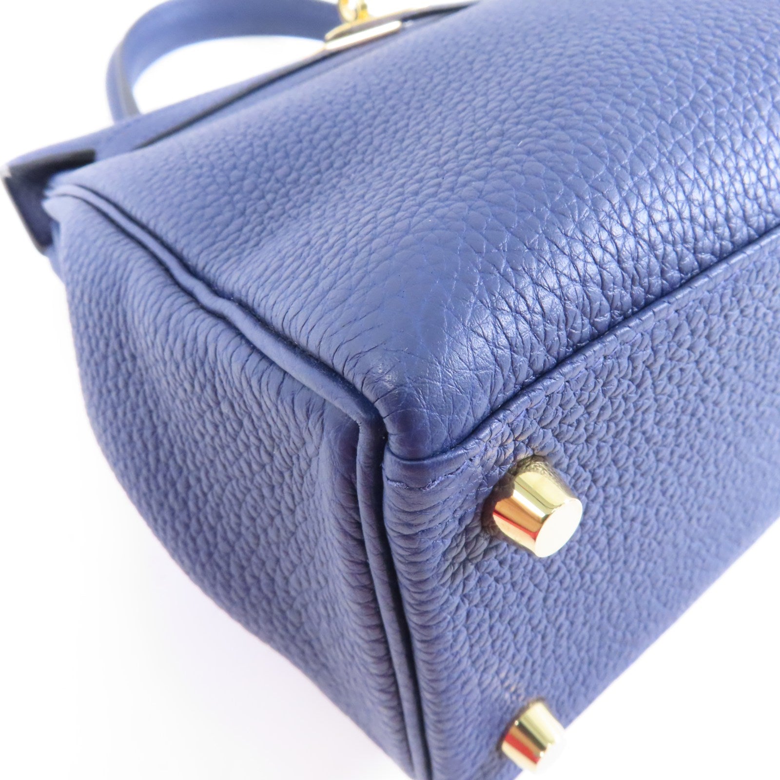 HERMES 【激減優惠】Togo皮革Kelly 25金扣手挽肩背兩用袋Bleu Saphir/藍色
