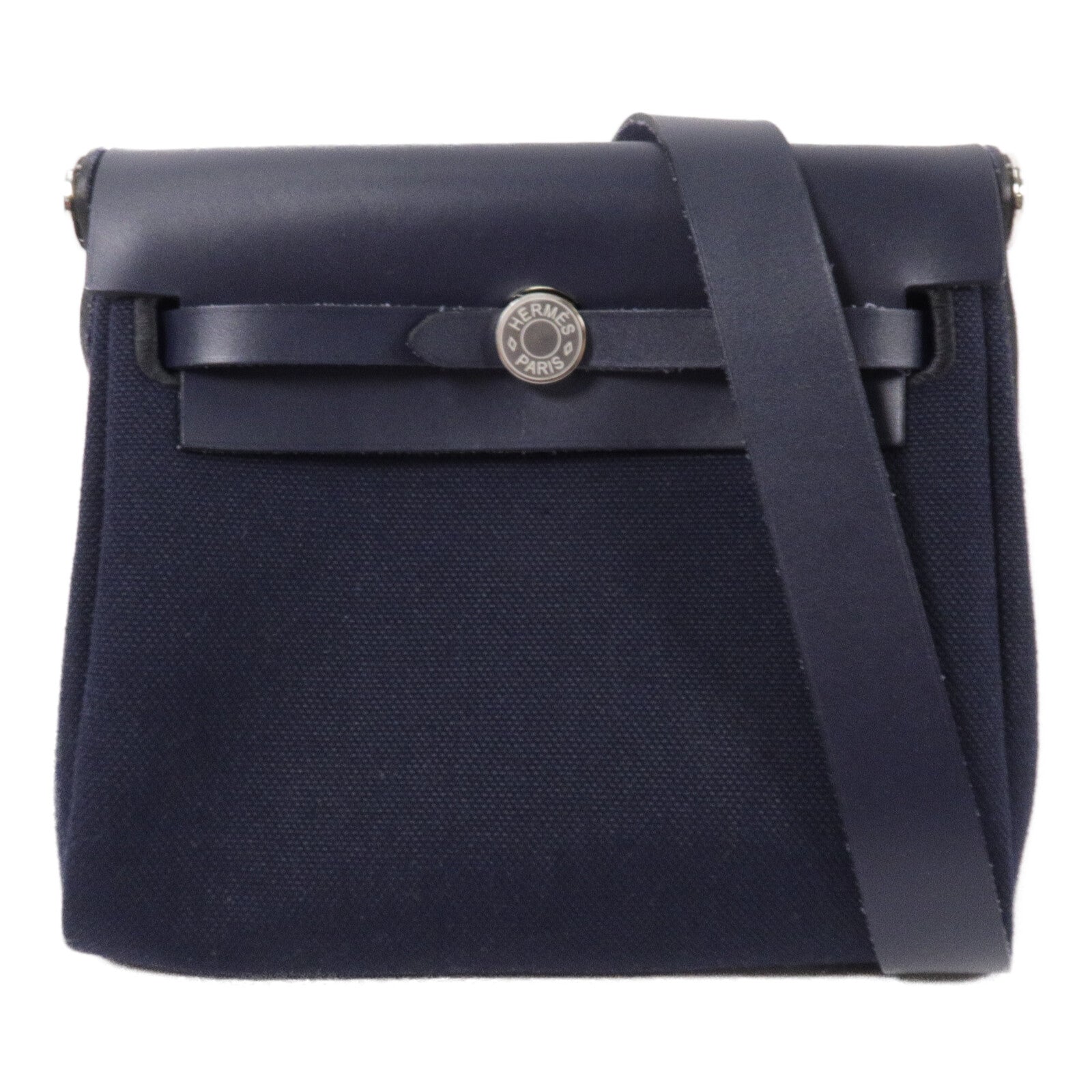 HERMES 帆布Mini Herbag肩背袋Bleu Indigo