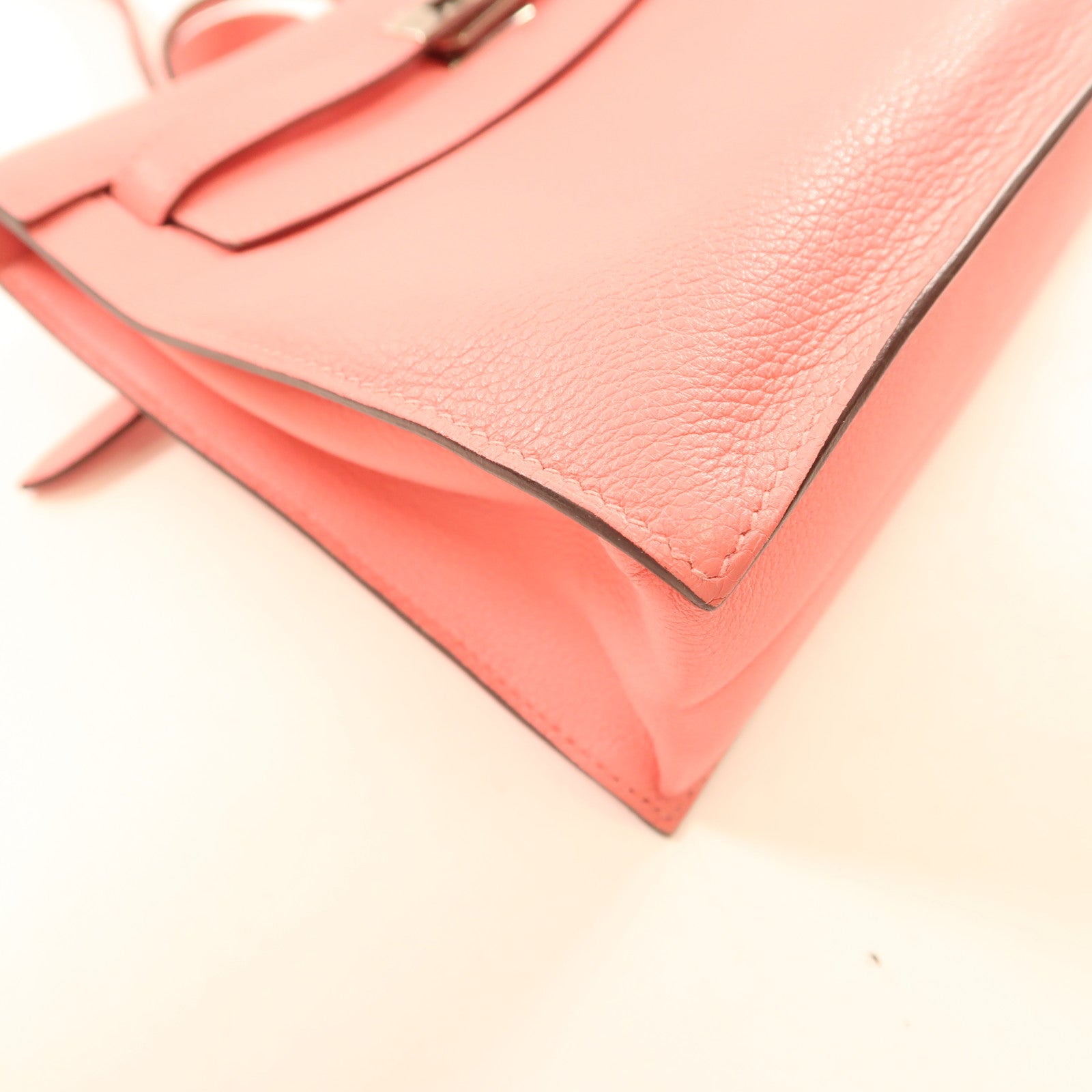 HERMES 【激減優惠】Evercolor皮革Kelly Dance銀扣肩背袋Rose D'ete