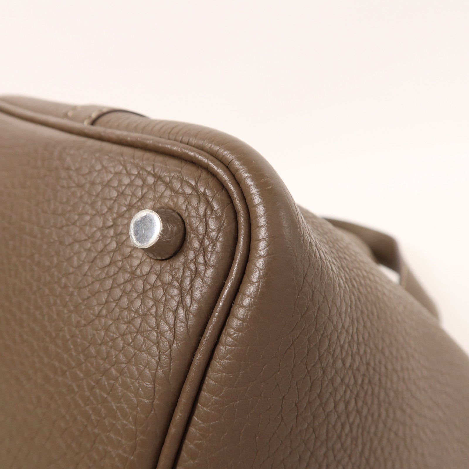HERMES Picotin PM Tote Bag Taurillon Clemence Leather Etoupe