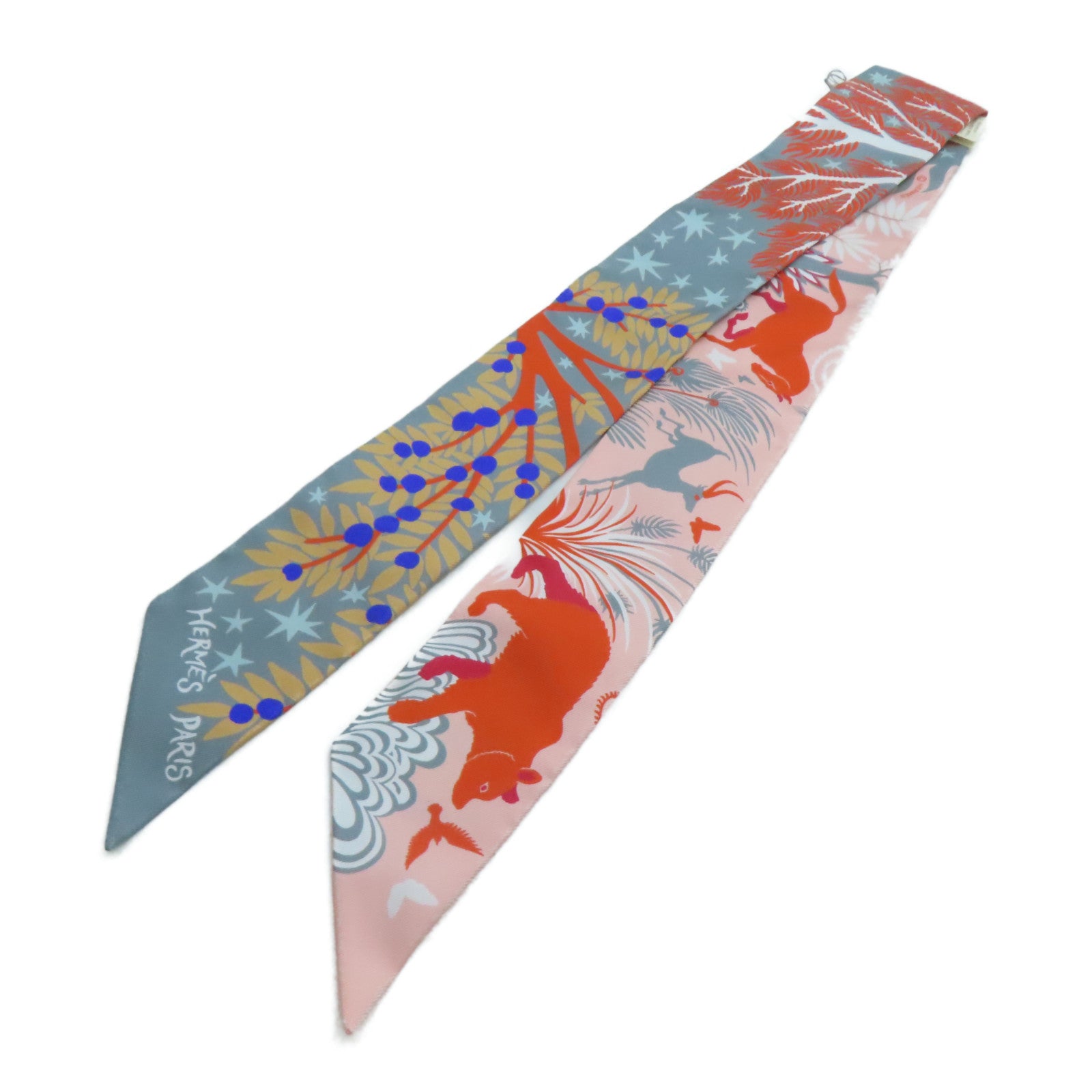 HERMES 【激減優惠】絲質Twilly絲巾粉紅色
