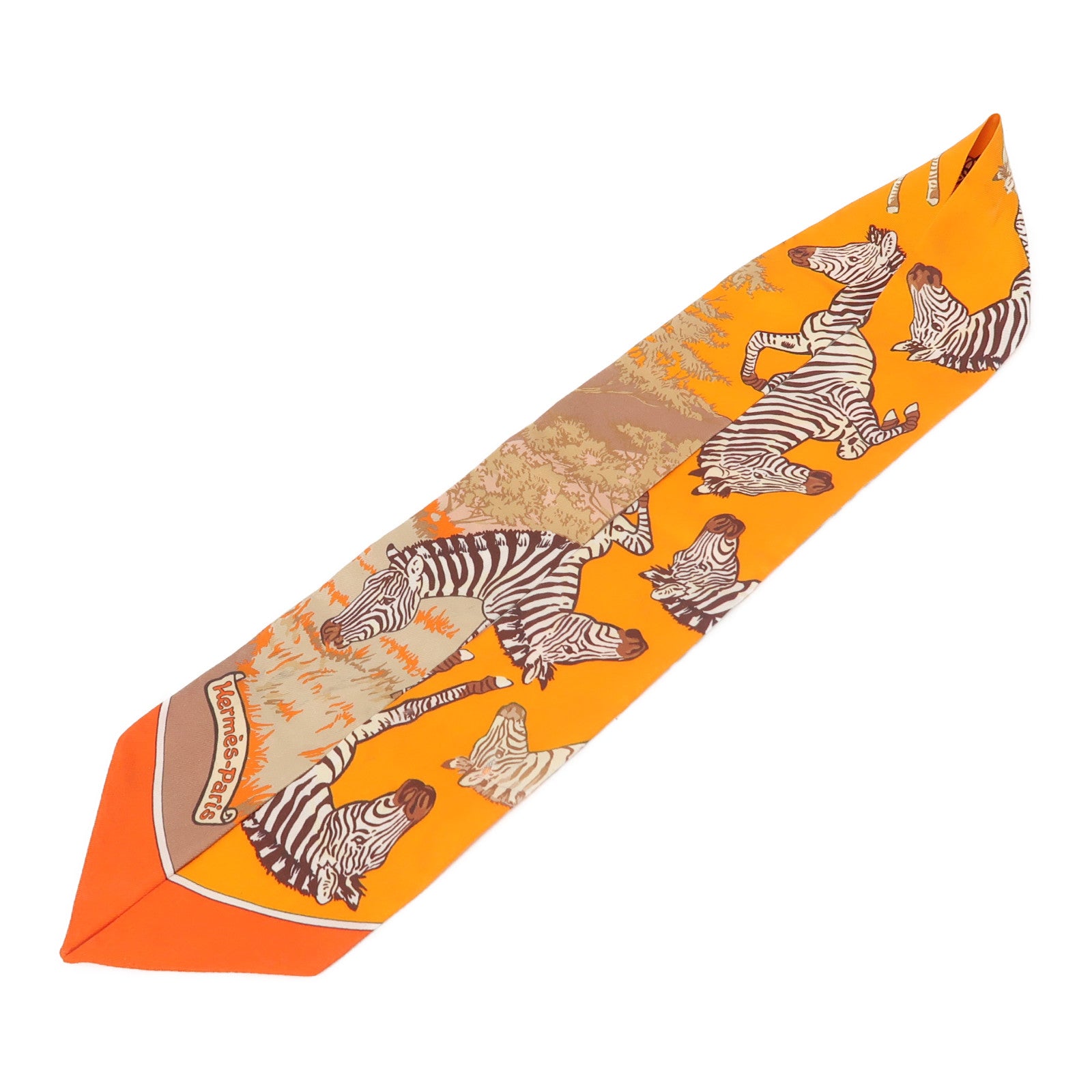 HERMES 絲質Twilly絲巾橙色