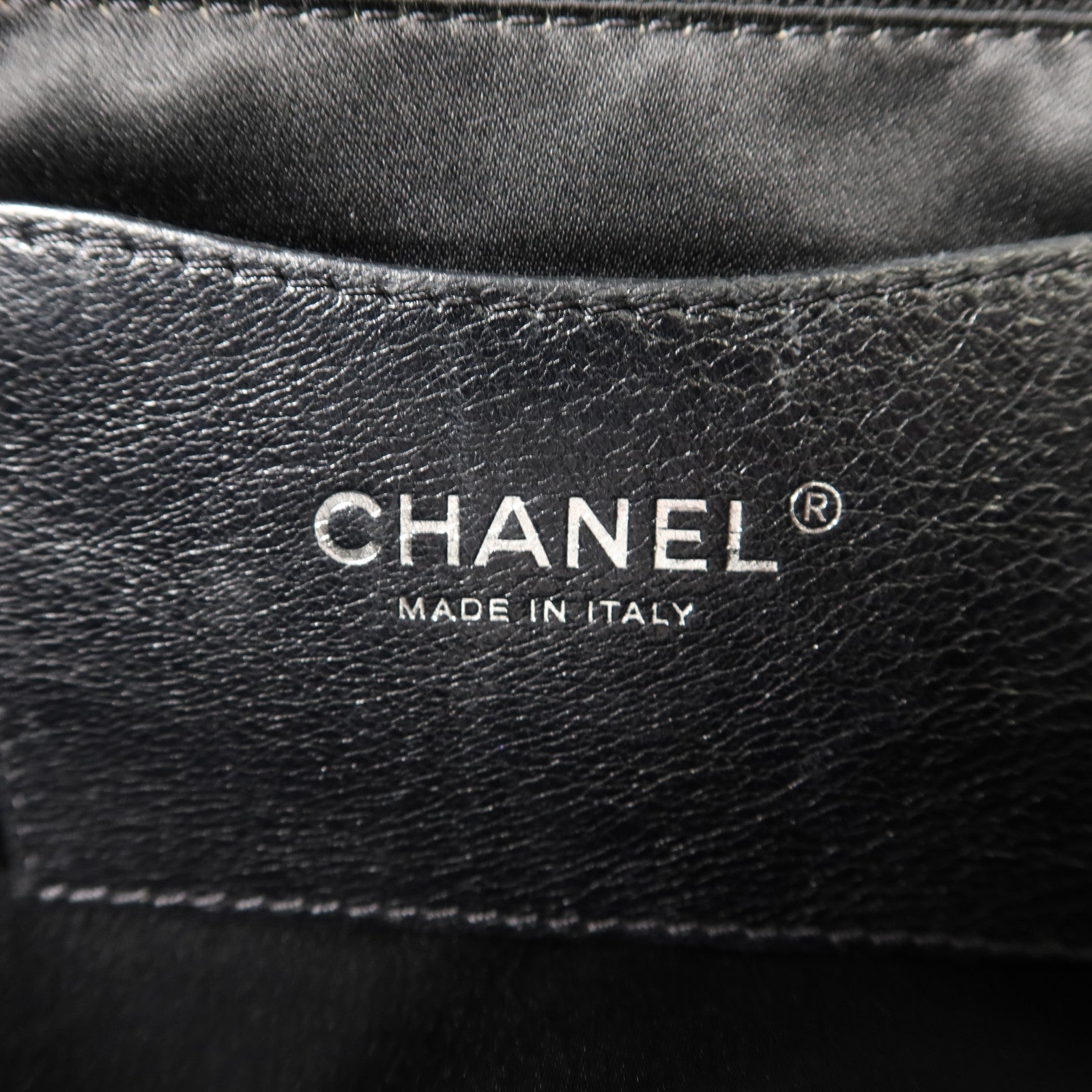 CHANEL 牛皮皮革Tote Bag銀扣肩背袋