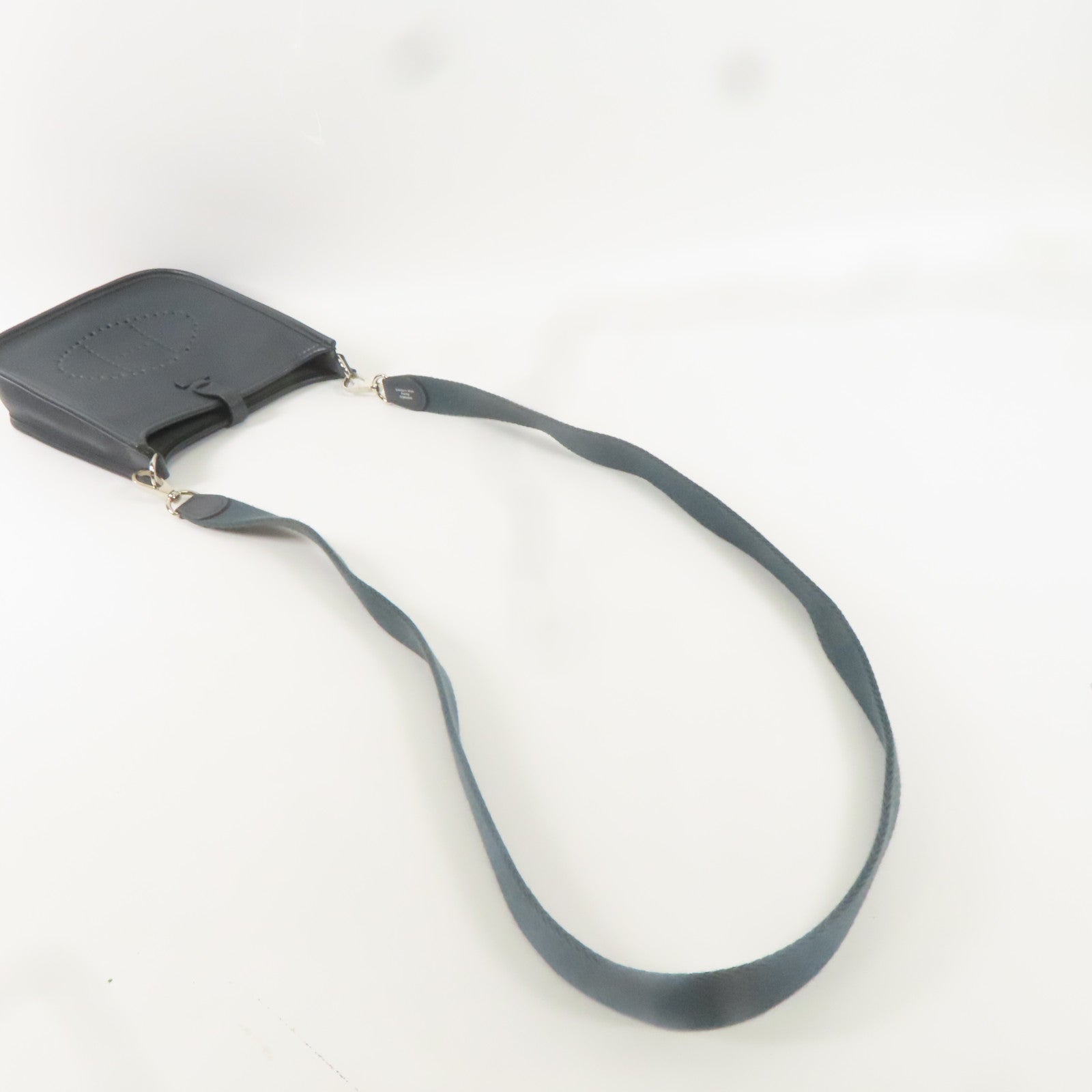 HERMES Clemence皮革Evelyne TPM銀扣肩背袋博斯普魯斯綠色