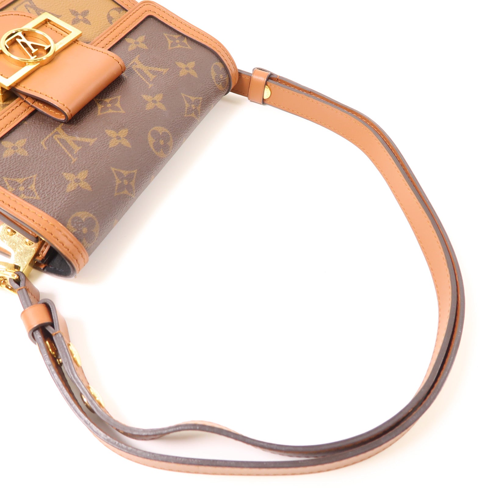 LOUIS VUITTON LV GHW Mini Dauphine Shoulder Bag M44580 Monogram Reverse Brown