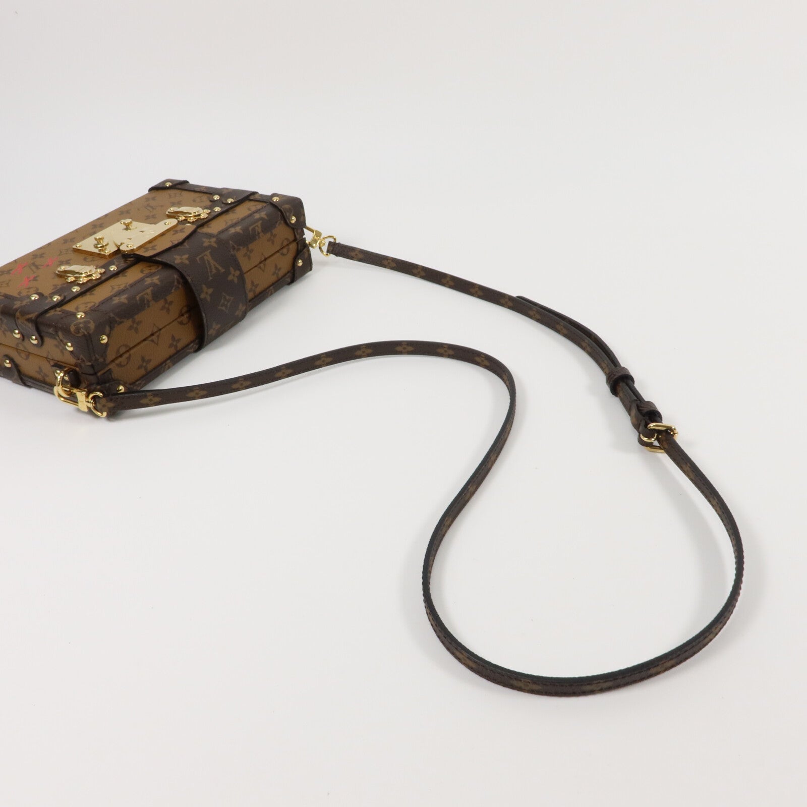 LOUIS VUITTON Monogram Reverse Petite Malle金扣肩背袋