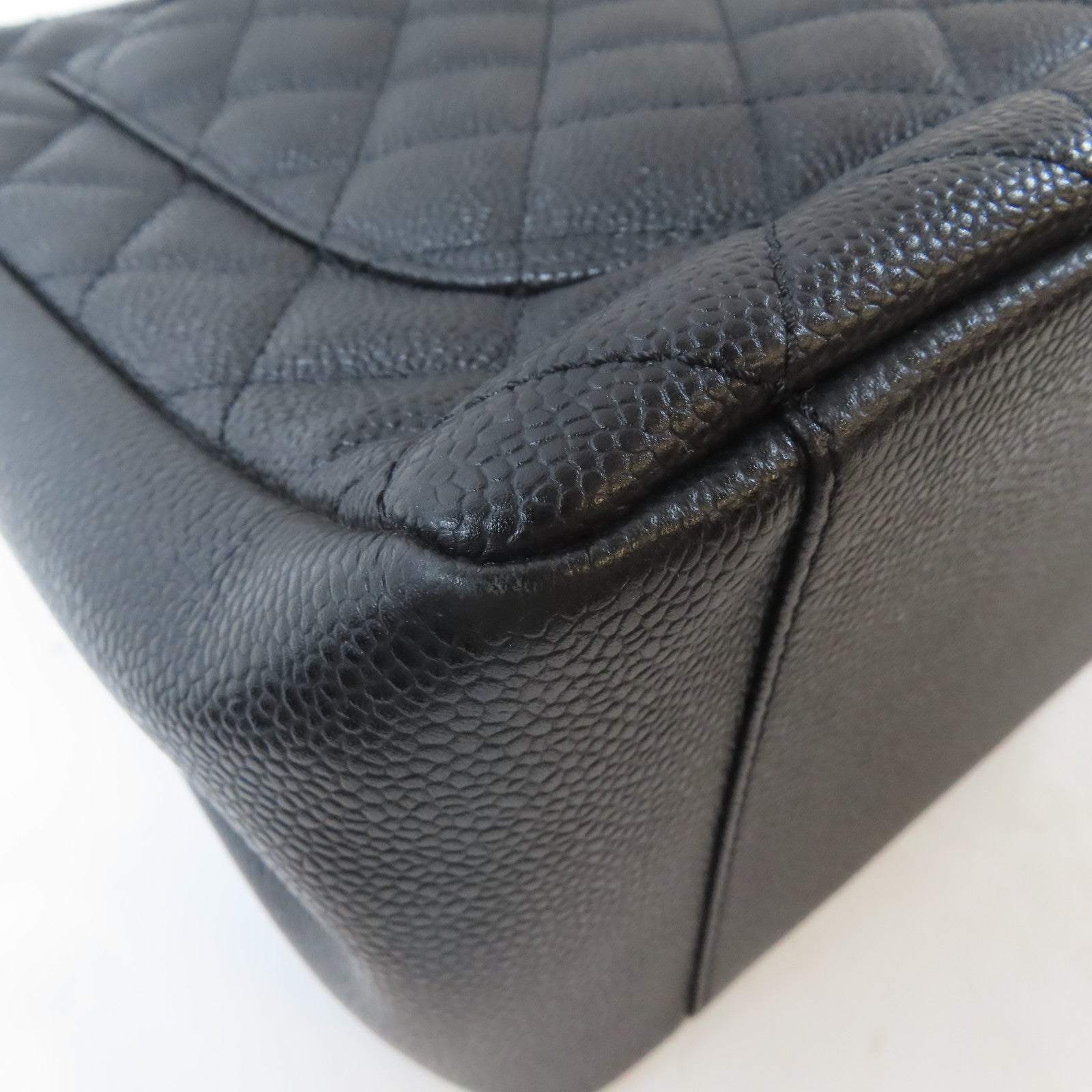 CHANEL 菱格Caviar皮革Grand Shopping Tote Bag銀扣鏈帶肩背袋黑色