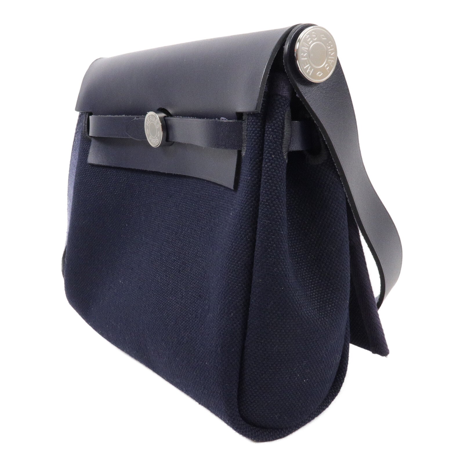 HERMES 帆布Mini Herbag肩背袋Bleu Indigo