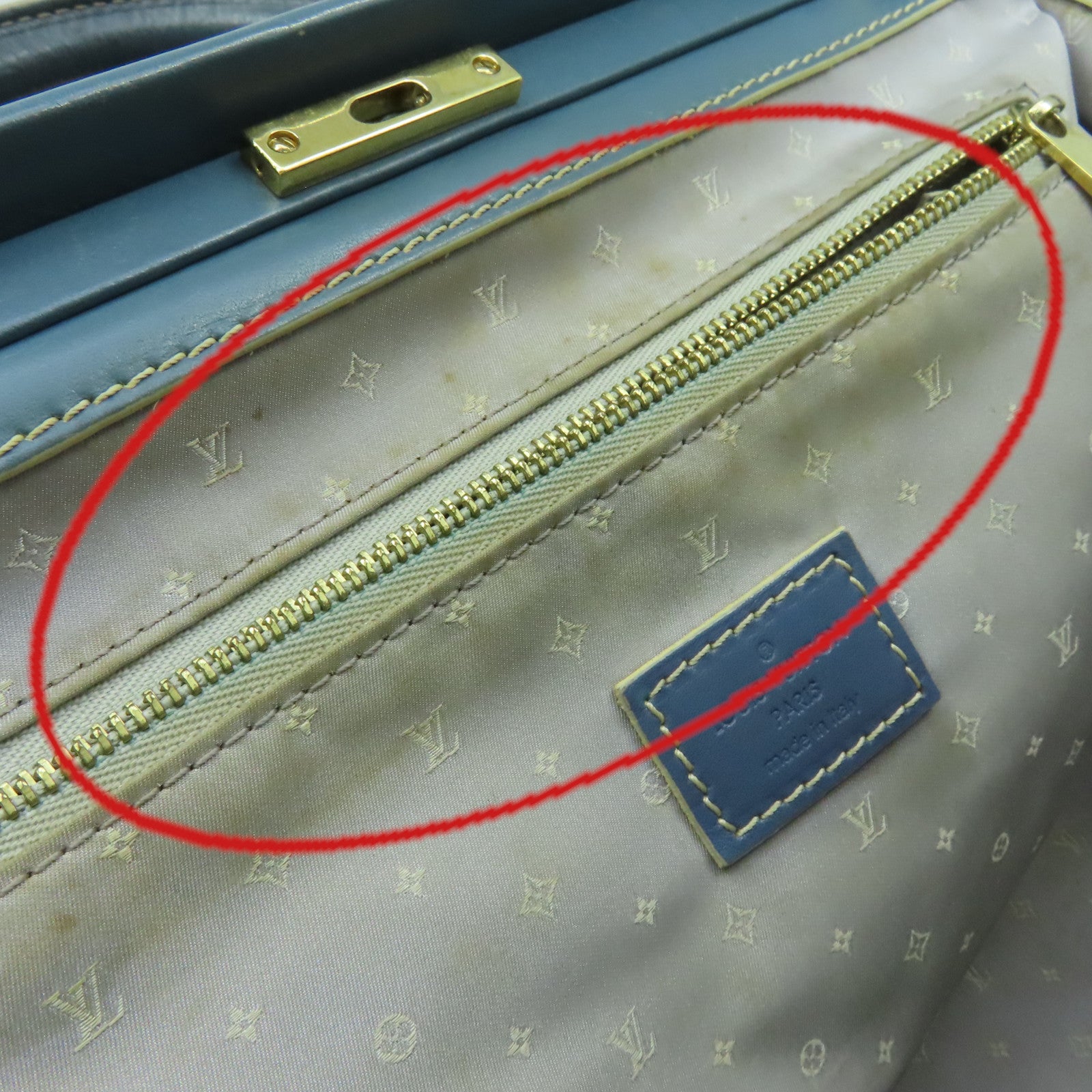 LOUIS VUITTON Suhali Leather Lingenieux PM Hand Bag Gold Buckle Blue