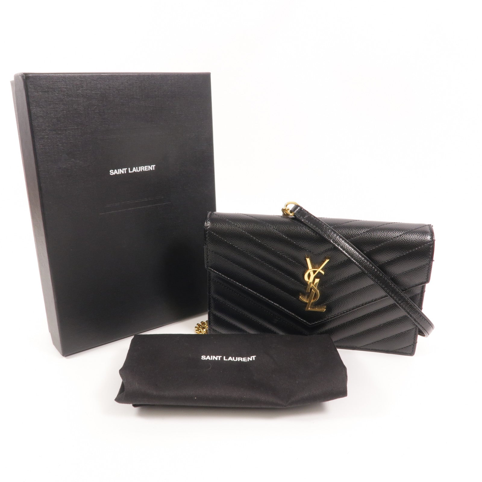YVES SAINT LAURENT 牛皮皮革Cassandre Wallet On Chain鏈帶肩背袋