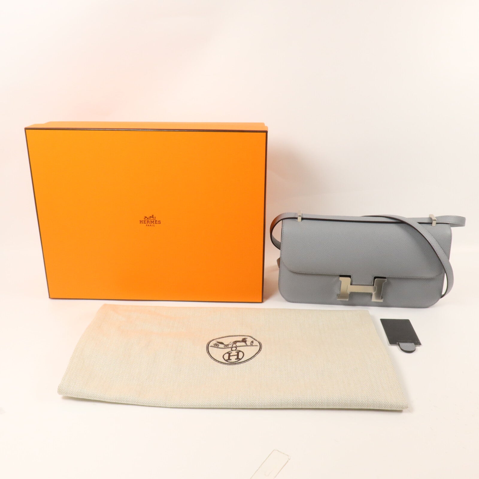 HERMES Epsom皮革Constance Elan肩背袋Gris Pantin