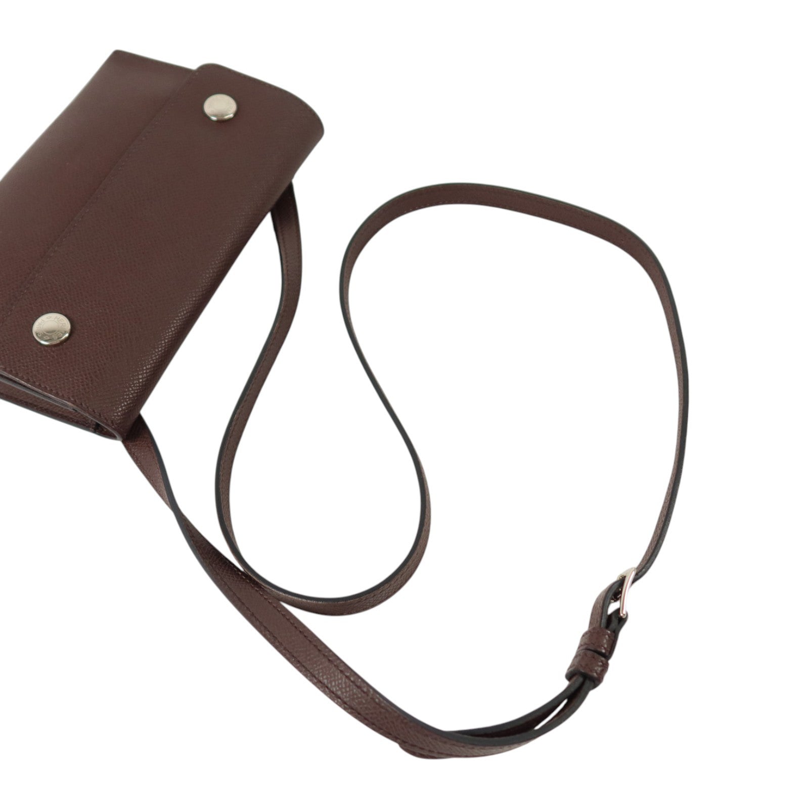 HERMES Epsom Hermesnap Wallet銀扣肩背袋Rouge Sellier