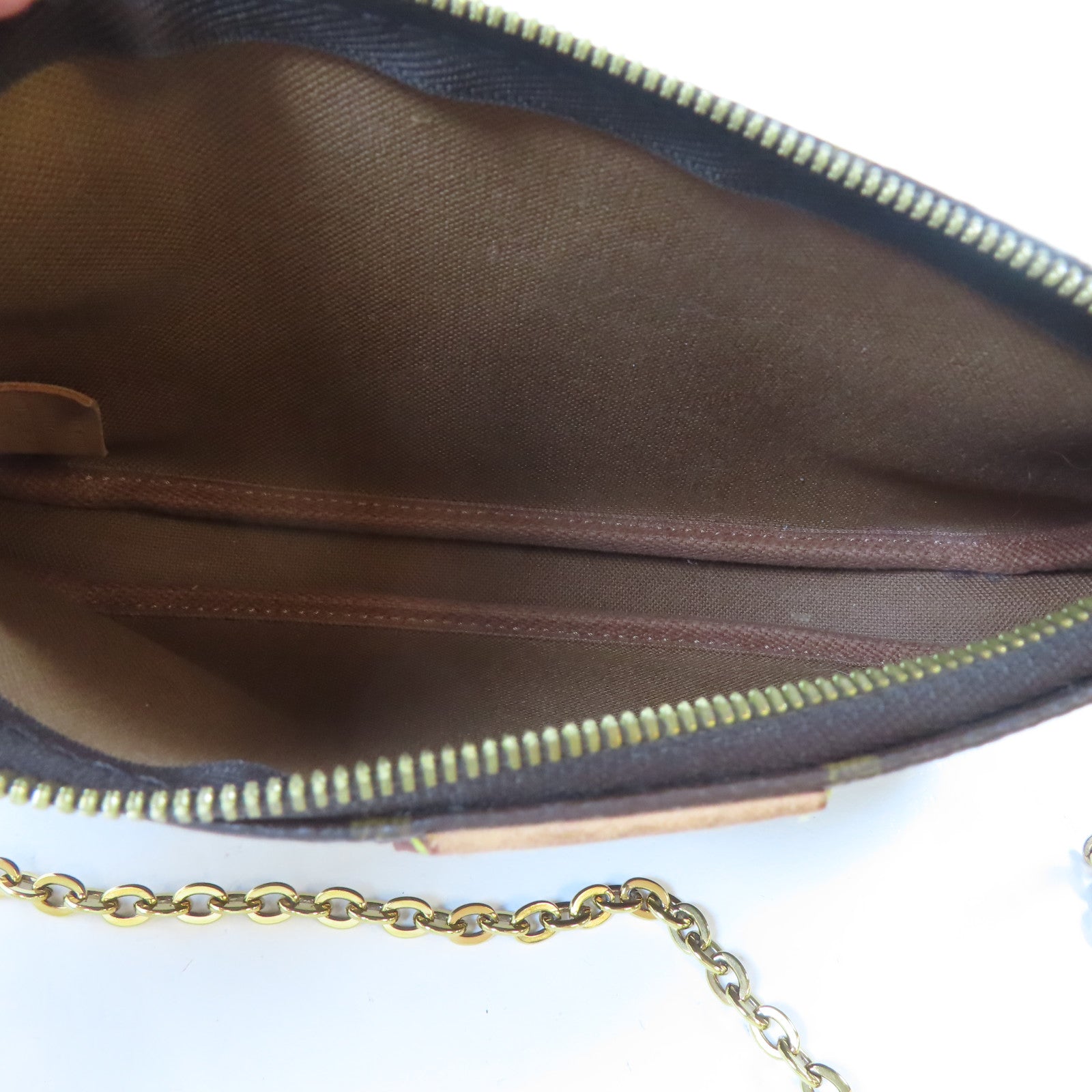 LOUIS VUITTON Monogram Multi Pochette Accessoires金扣手挽肩背兩用袋啡色