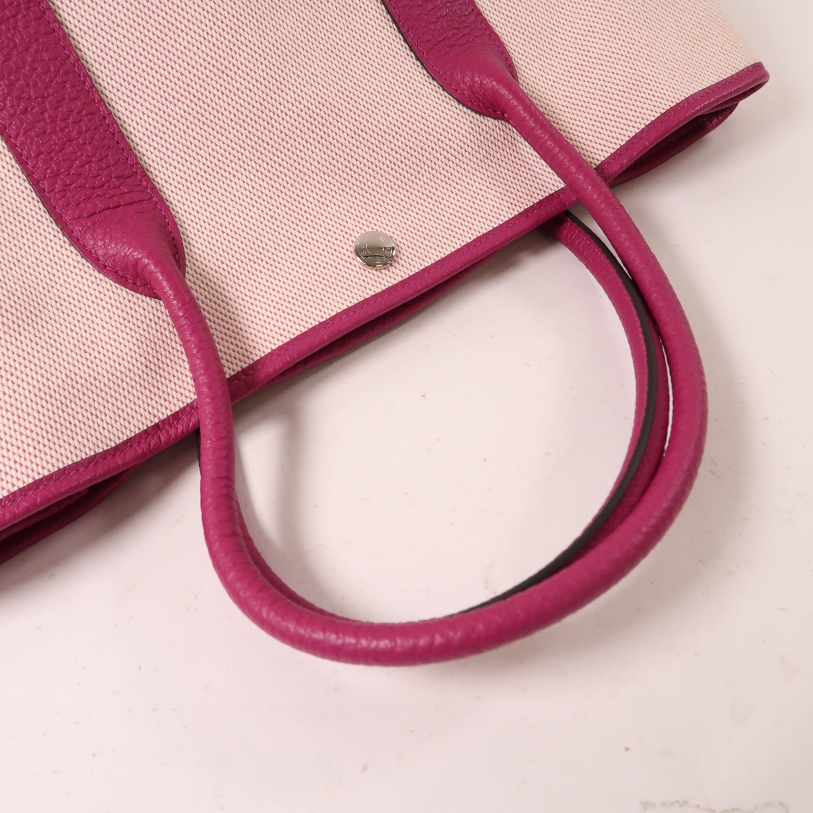 HERMES 帆布GardenParty PM銀扣手挽袋Rose Pourpre玫瑰紫色