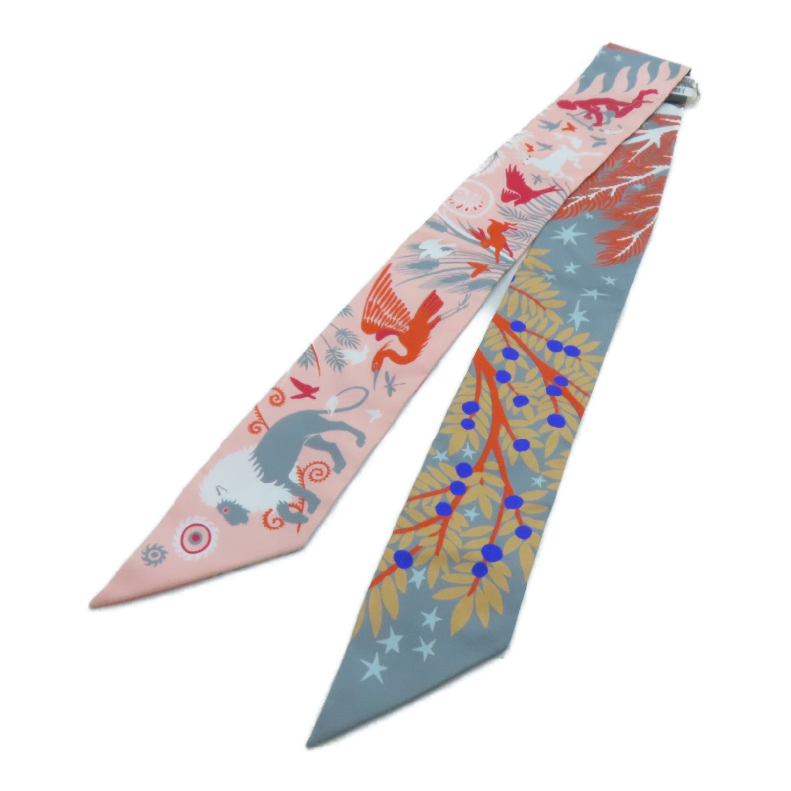 HERMES 【激減優惠】絲質Twilly絲巾粉紅色