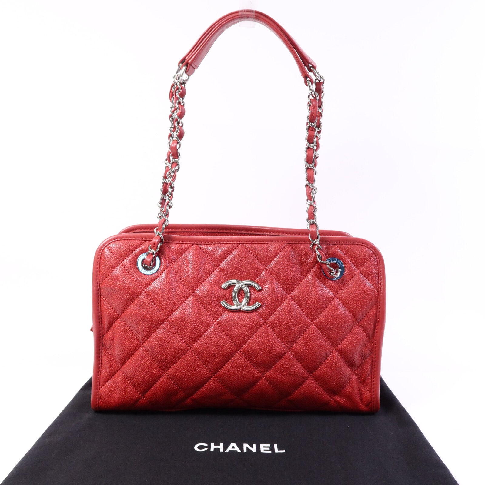 CHANEL 牛皮皮革Petit Timeless銀扣鏈帶肩背袋