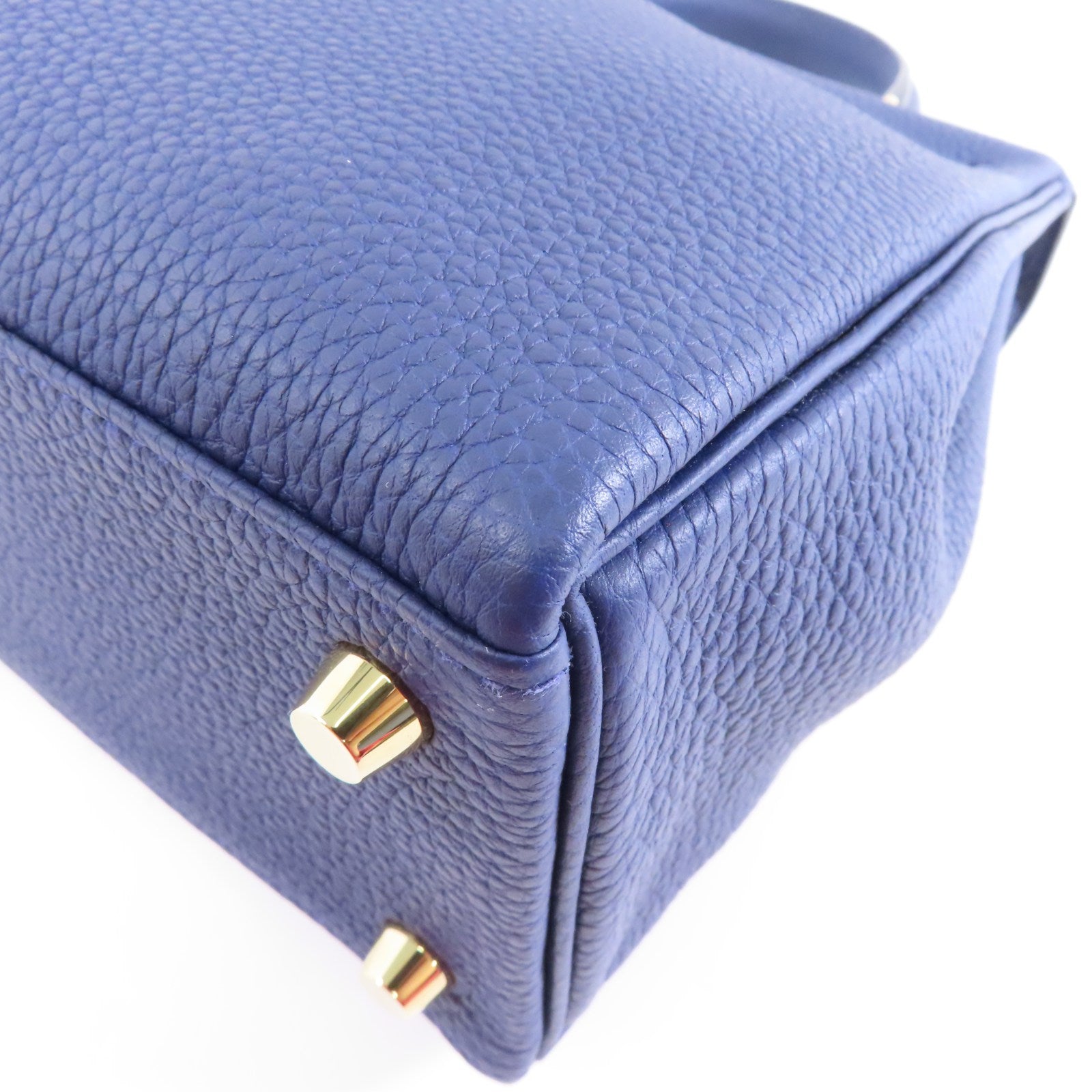 HERMES 【激減優惠】Togo皮革Kelly 25金扣手挽肩背兩用袋Bleu Saphir/藍色
