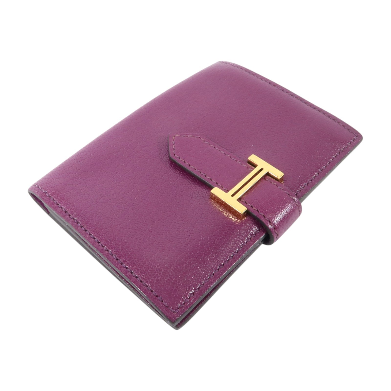 HERMES Chevre皮革Bearn Card Case金扣卡片套Anemone