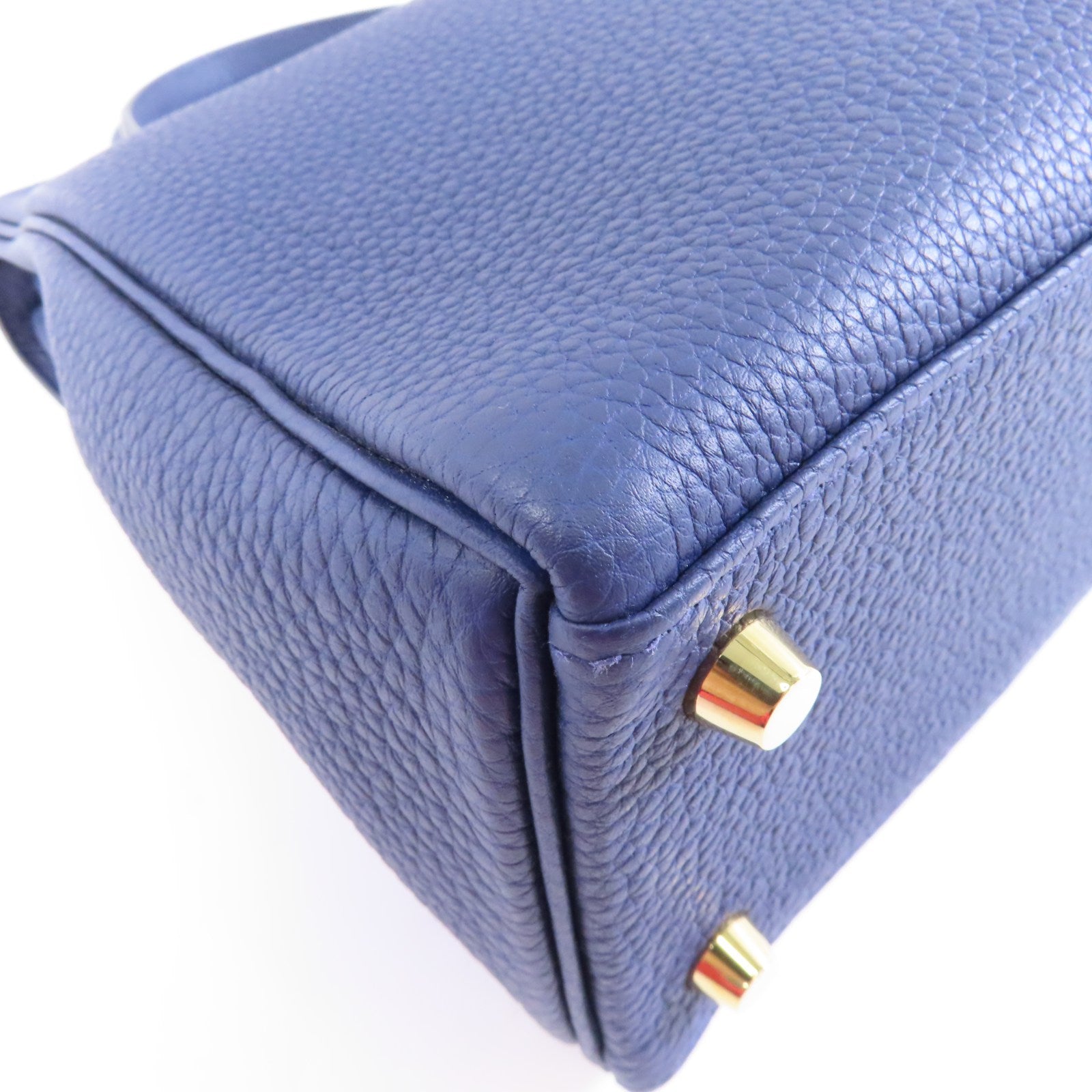 HERMES 【激減優惠】Togo皮革Kelly 25金扣手挽肩背兩用袋Bleu Saphir/藍色