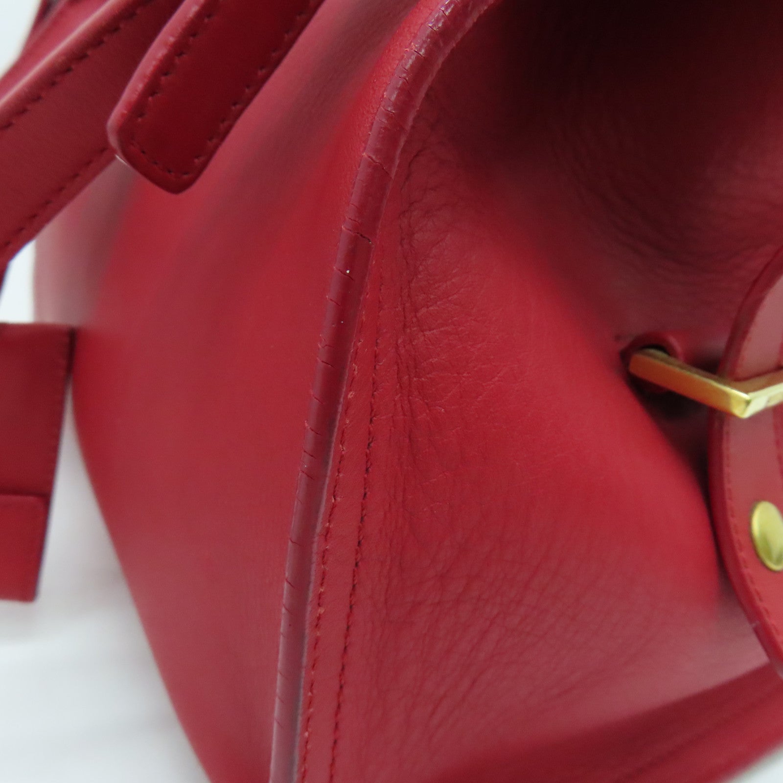 SAINT LAURENT 牛皮皮革2 Way Shoulder金扣手挽肩背兩用袋紅色
