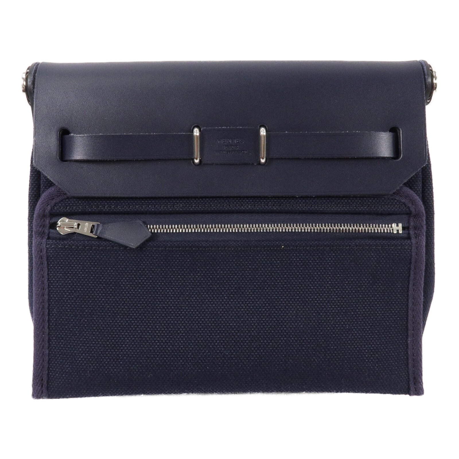 HERMES 帆布Mini Herbag肩背袋Bleu Indigo